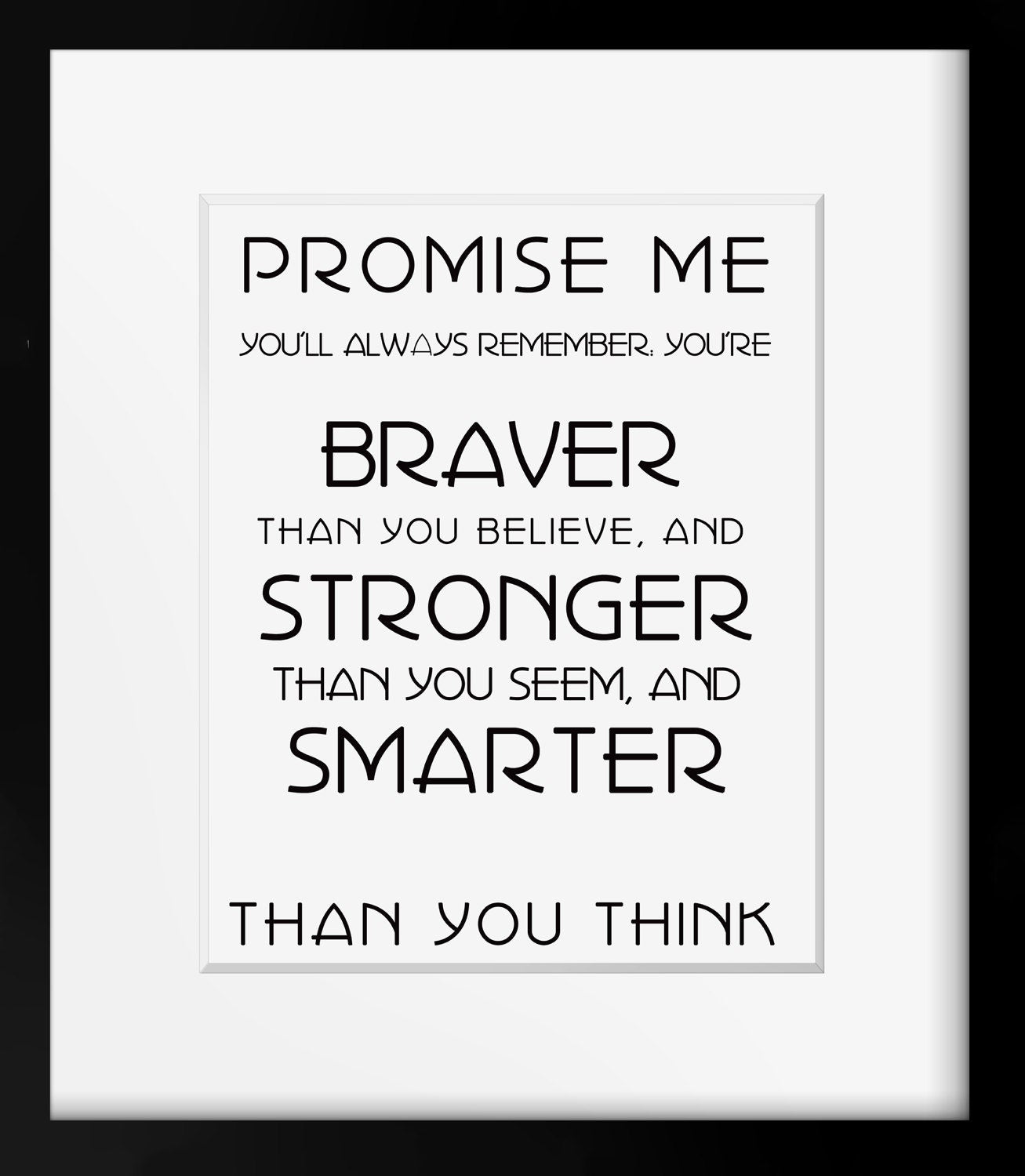 Promise Me Braver Stronger Smarter Winnie The Pooh Art Print, AA Milne Quote Unframed Inspirational Poster