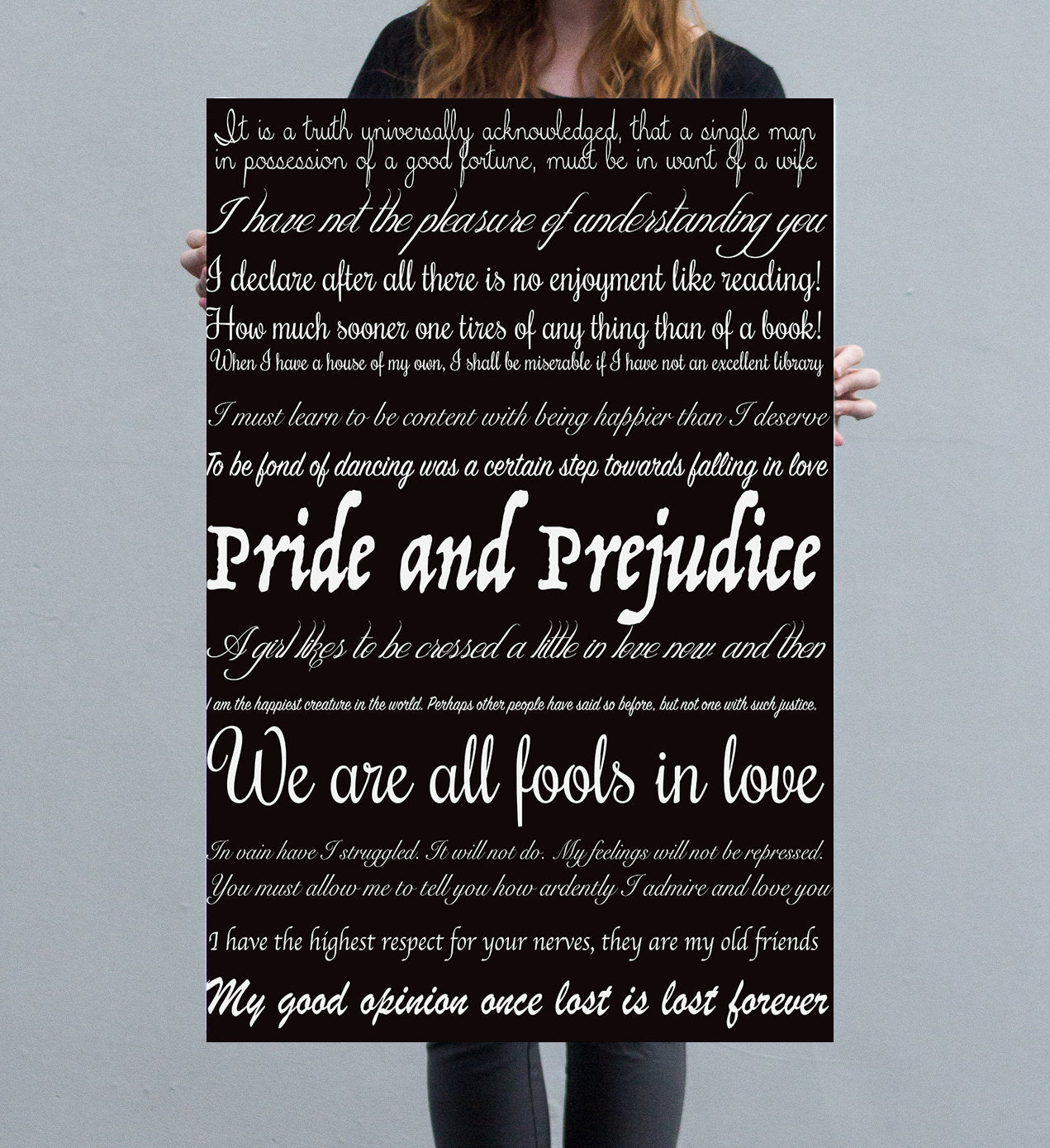 Pride and Prejudice print, Jane Austen print, bedroom decor literary art quotes home decor, book quote wall art, bookworm art print Unframed - BookQuoteDecor