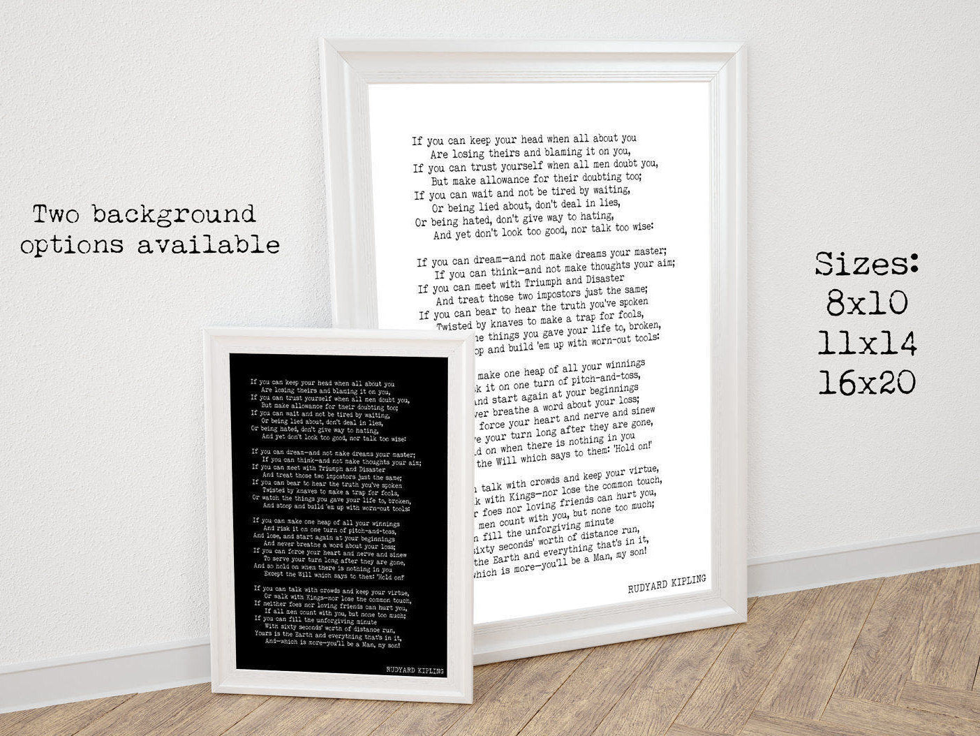 Rudyard Kipling Poem, If Poem Art Print in Black and White, Dorm Room Wall Print Inspirational Gift Unframed - BookQuoteDecor