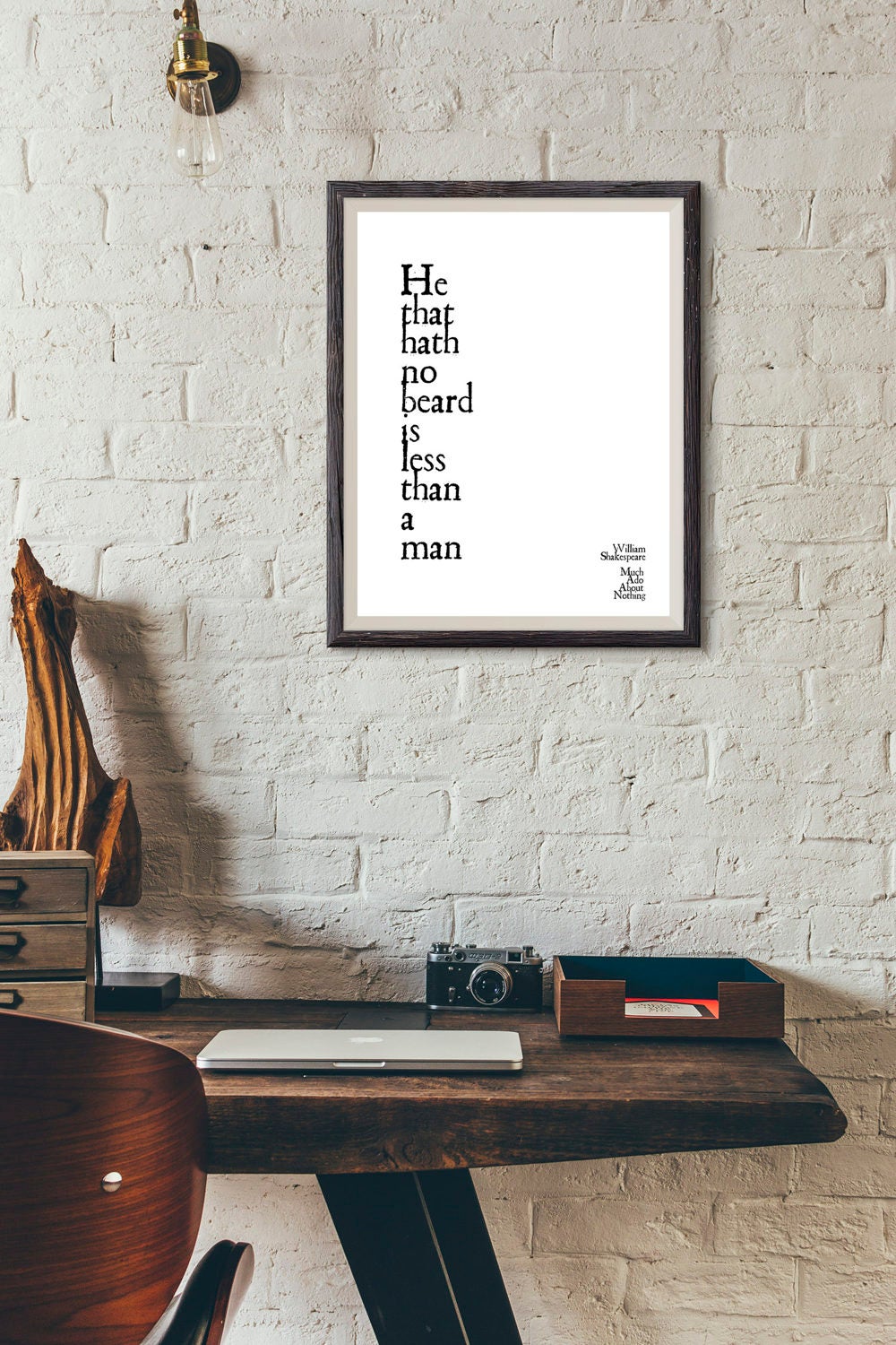 William Shakespeare Quote Print He That Hath No Beard from Much Ado About Nothing, Unframed print - BookQuoteDecor