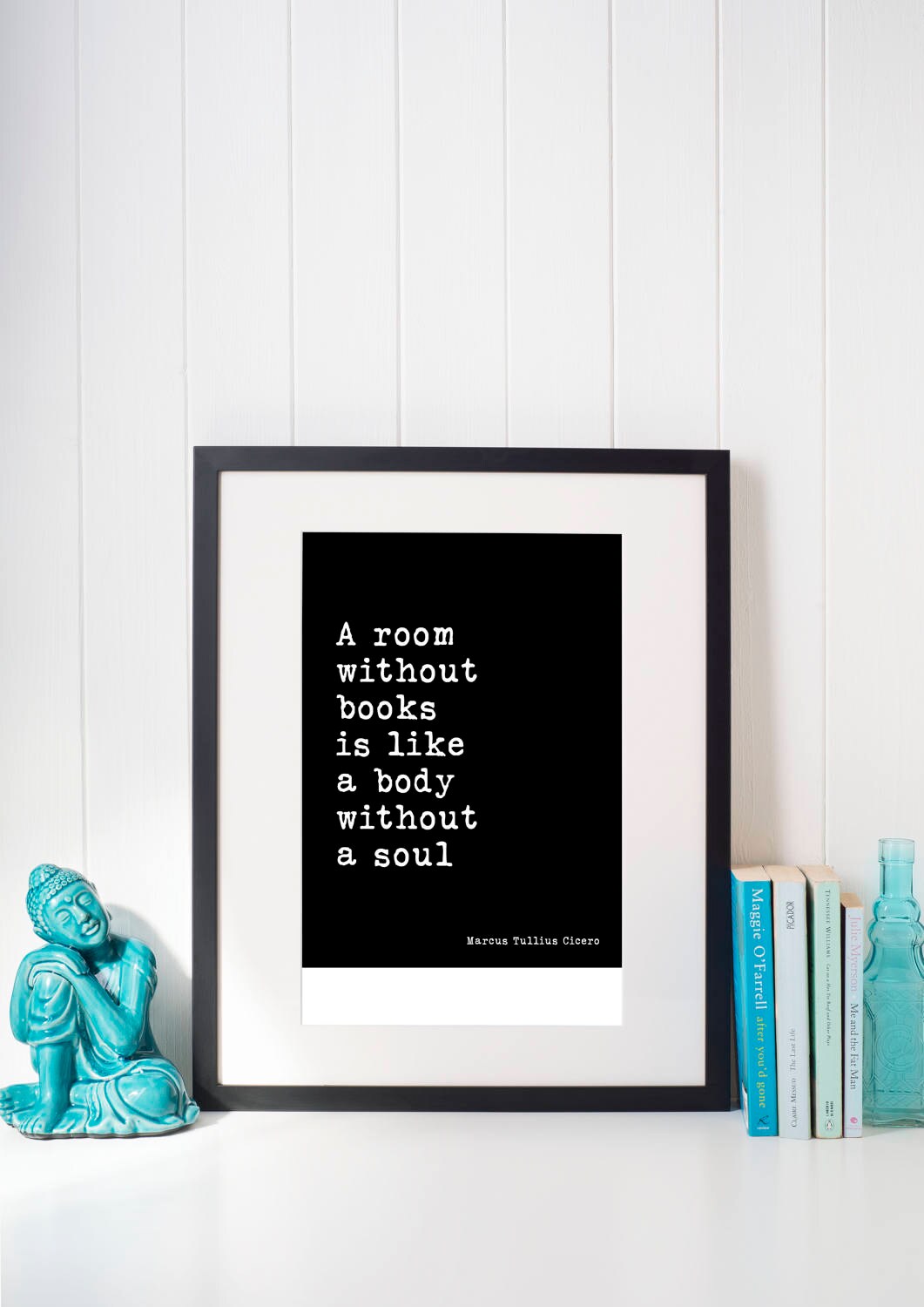 A Room Without Books Marcus Tullius Cicero Art Print in Black and White, unframed Library Wall Decor