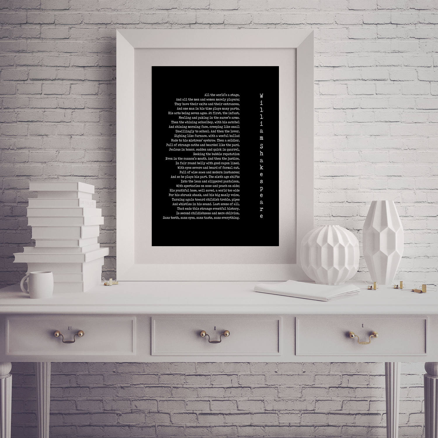 All The World's A Stage Shakespeare Quote Print - BookQuoteDecor