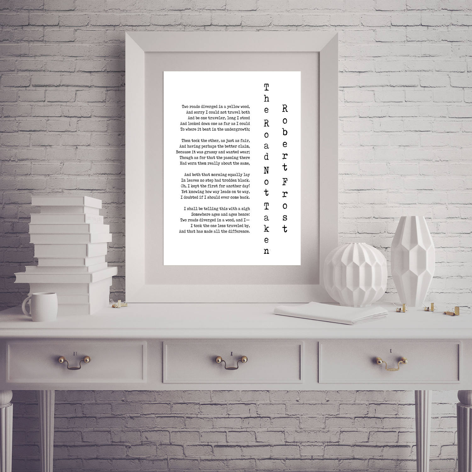 Robert Frost Quote Poetry Wall Art, Road Less Travelled Poem Poster, Two Roads Diverged Literary Gift Print, Poetry Print, Unframed - BookQuoteDecor