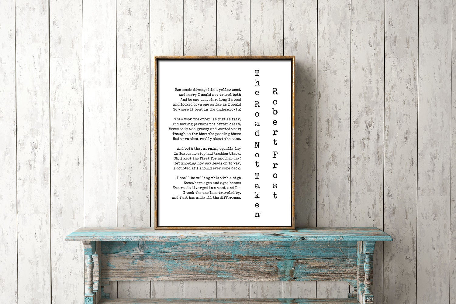 Robert Frost Quote Poetry Wall Art, Road Less Travelled Poem Poster, Two Roads Diverged Literary Gift Print, Poetry Print, Unframed - BookQuoteDecor