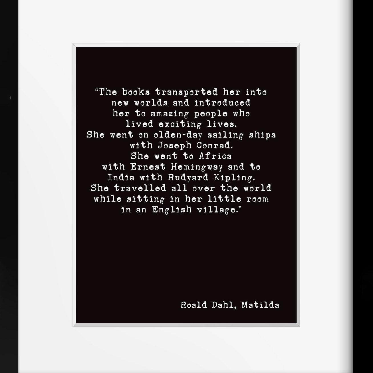 Roald Dahl Print, Matilda Books Quote Literary Art Poster