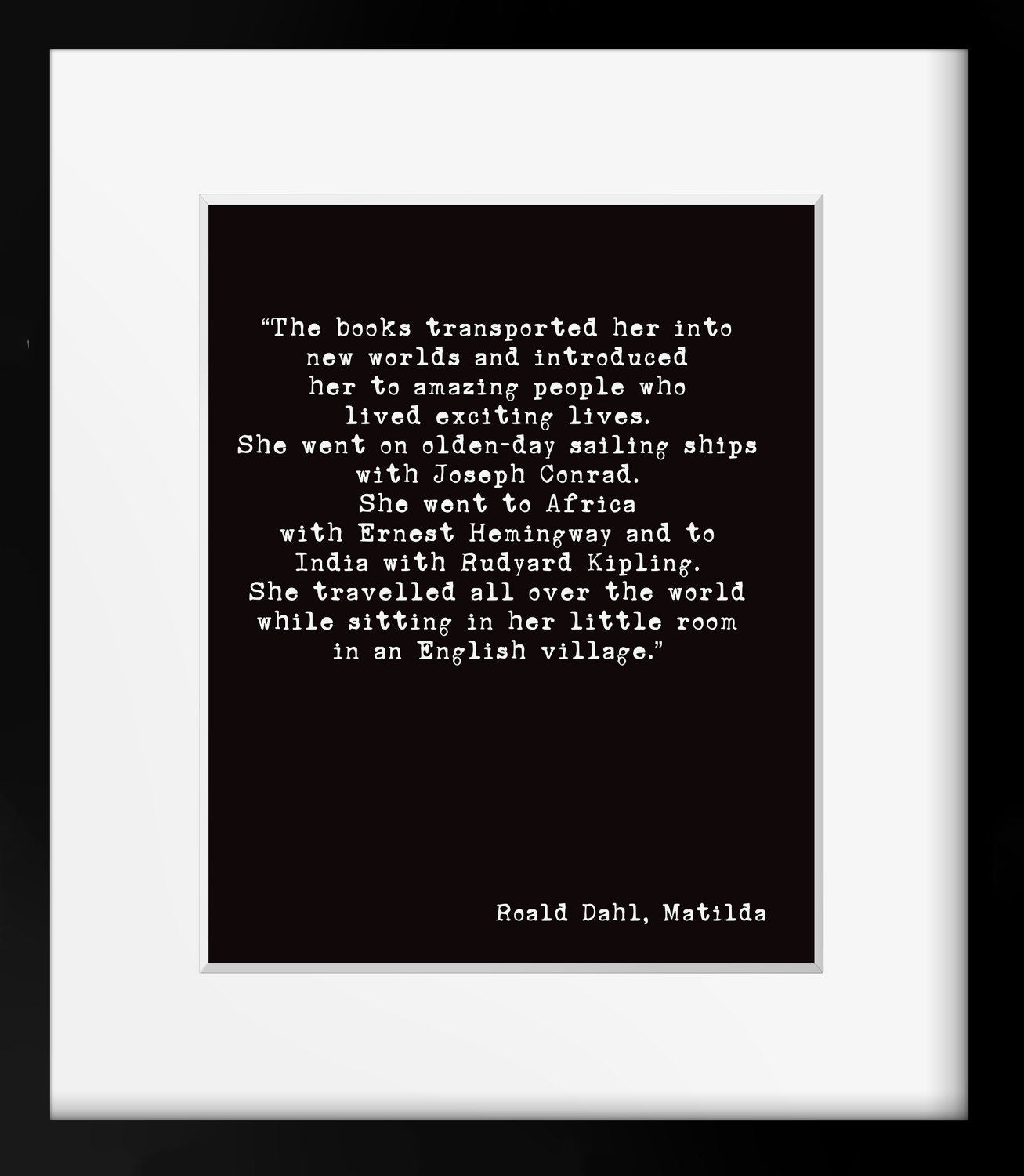 Roald Dahl Print, Matilda Books Quote Literary Art Poster