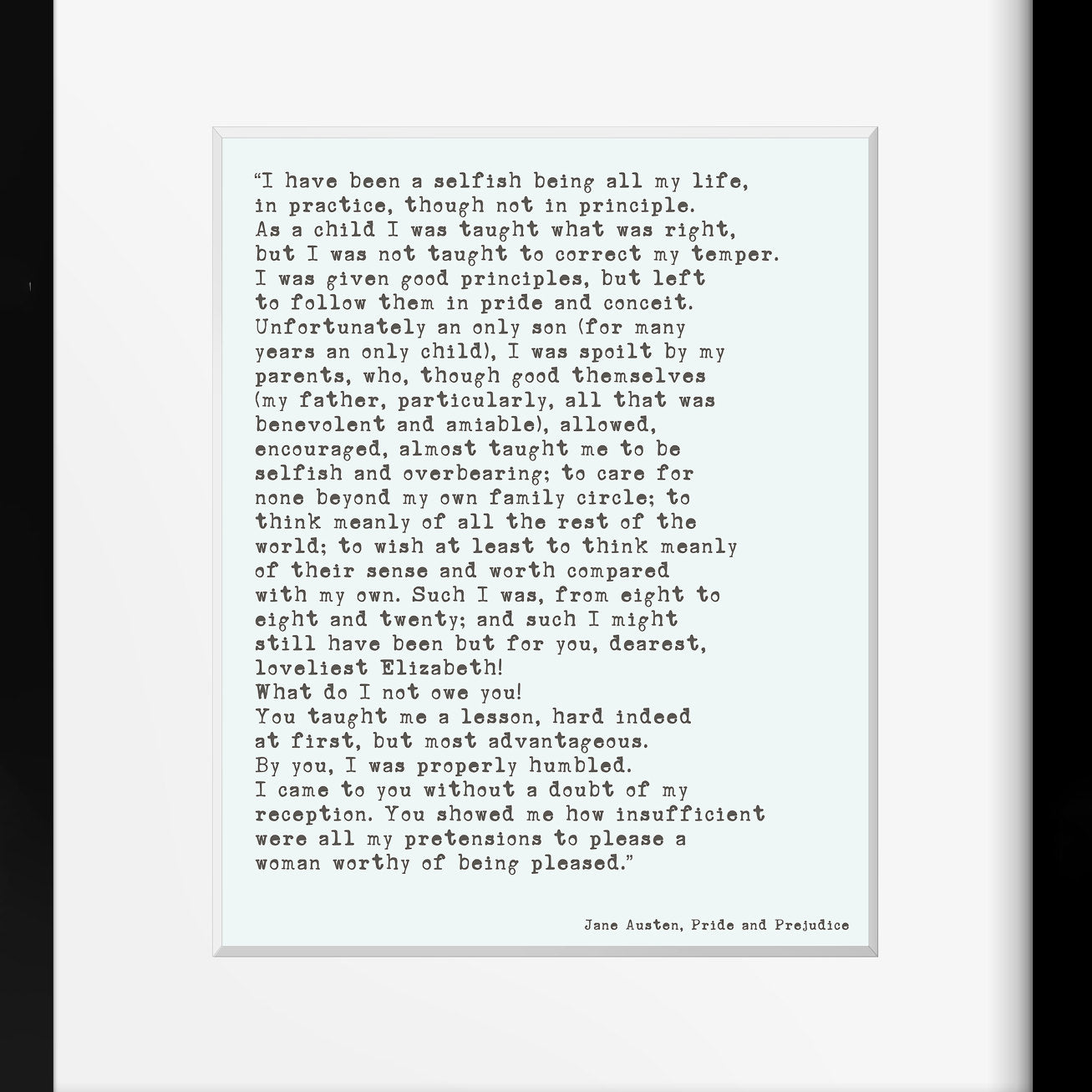 Jane Austen Pride & Prejudice Print - BookQuoteDecor