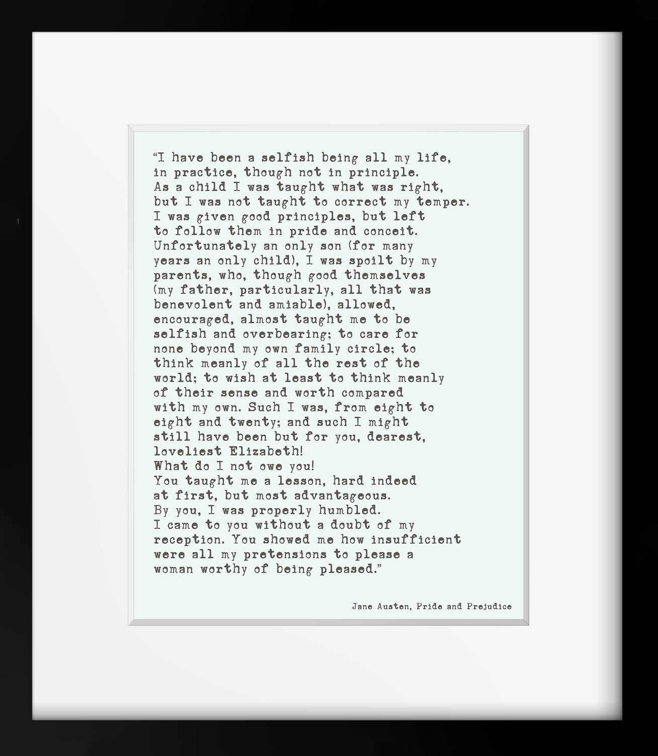Jane Austen Pride & Prejudice Print - BookQuoteDecor