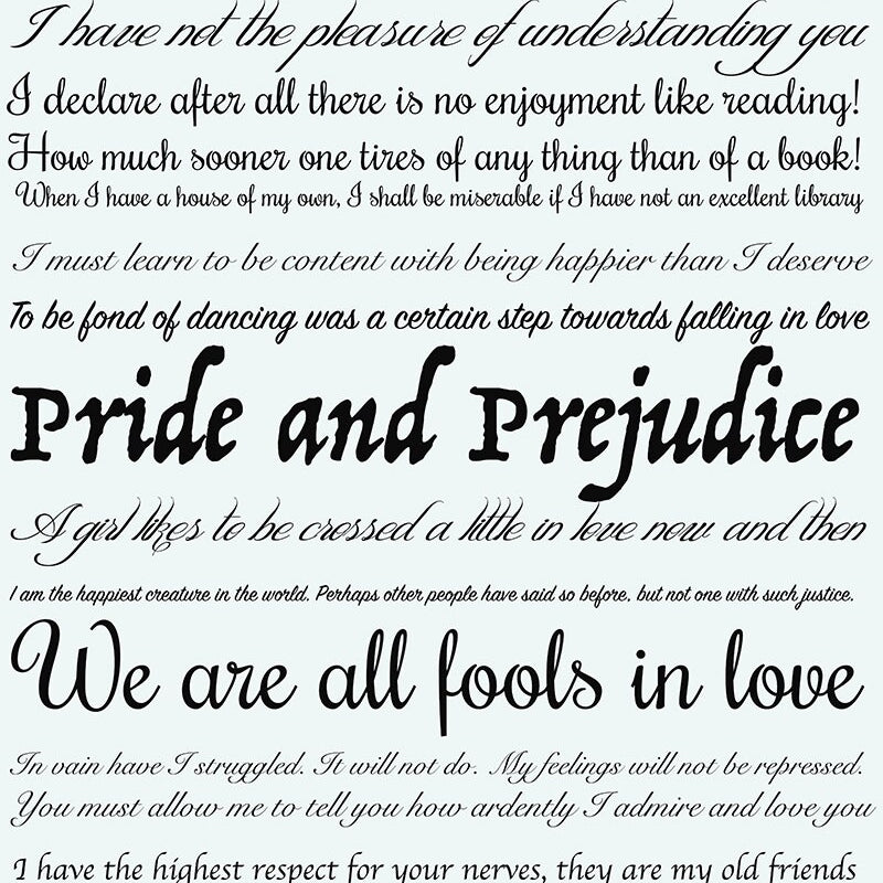 Printable Wall Art Pride & Prejudice Quotes, Jane Austen Instant Download Wall Decor