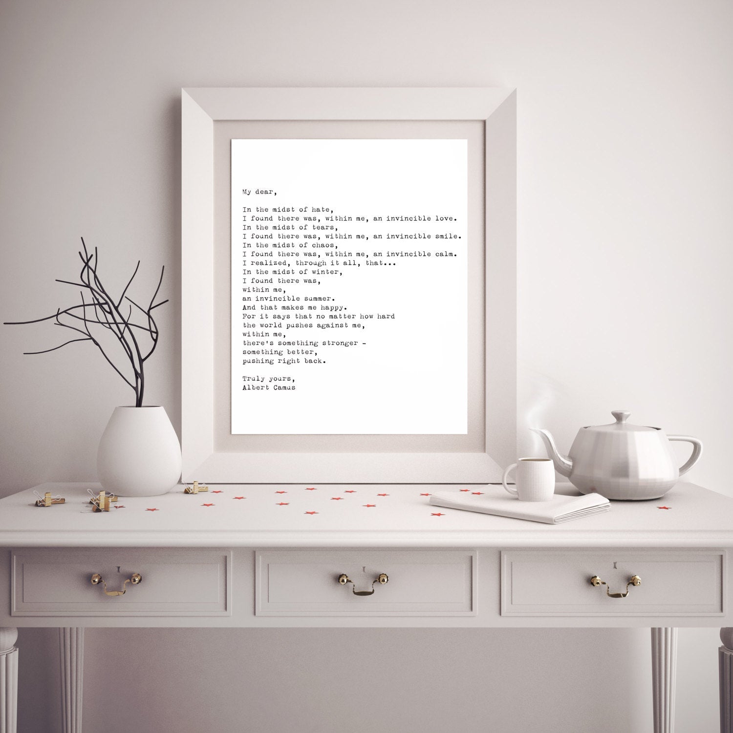 Albert Camus Invincible Summer Print - BookQuoteDecor