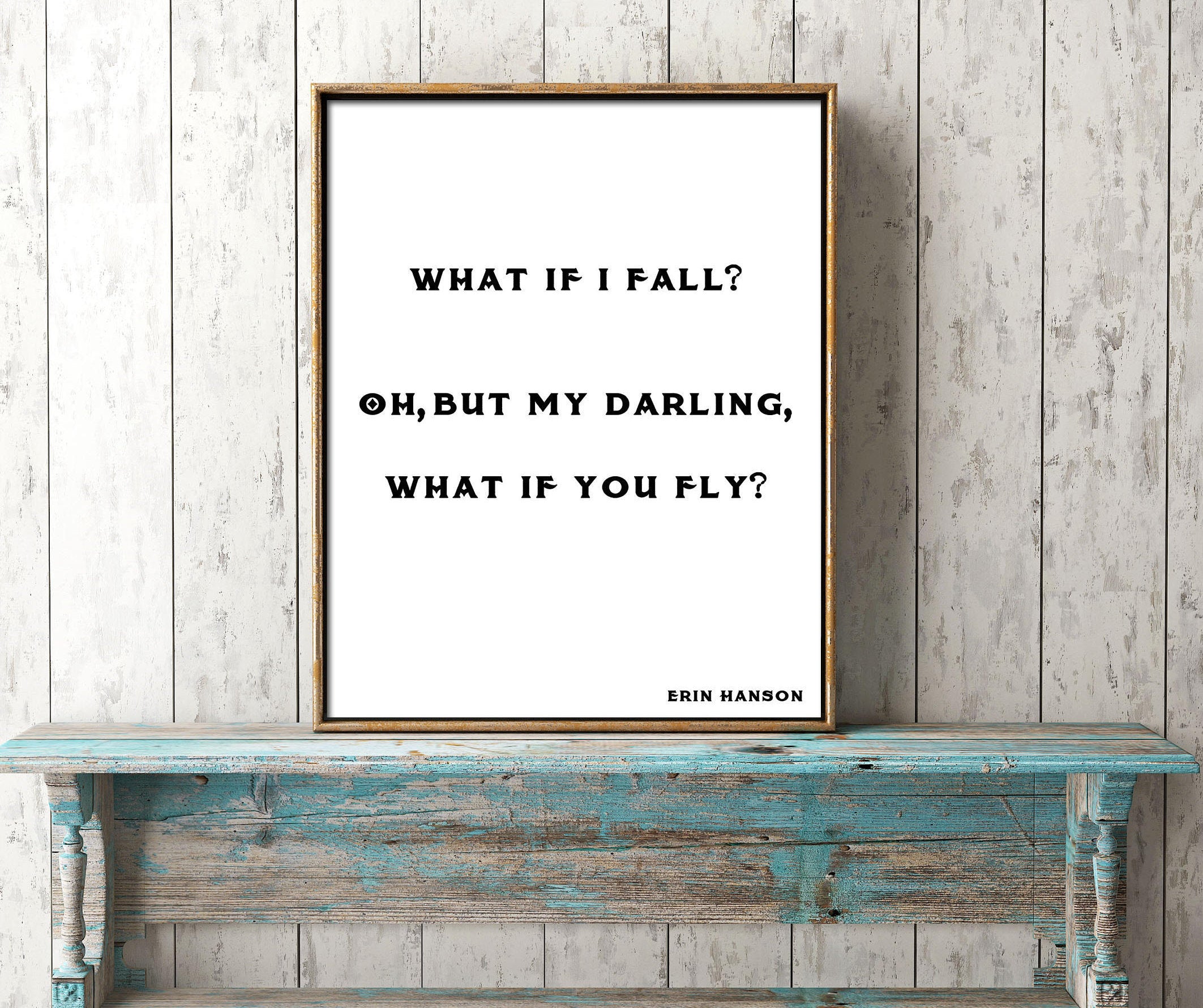 What If You Fly Erin Hanson Inspirational Wall Art for Home Decor, unframed Motivational Poster Wall Art Prints in Black & White