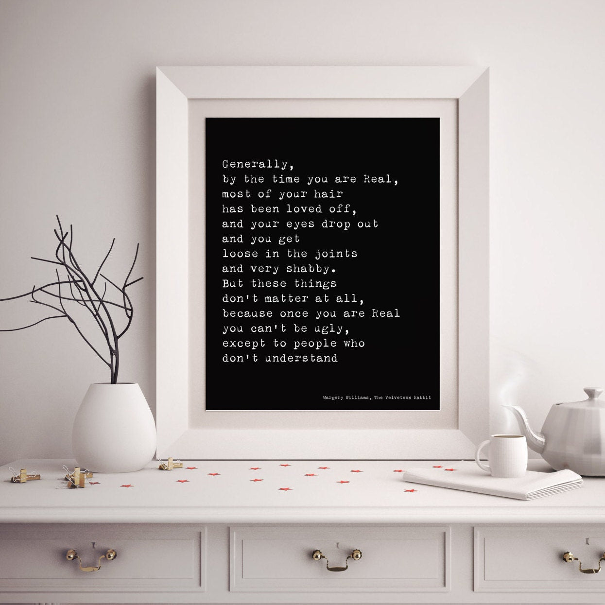 The Velveteen Rabbit Quote Print, Black & White