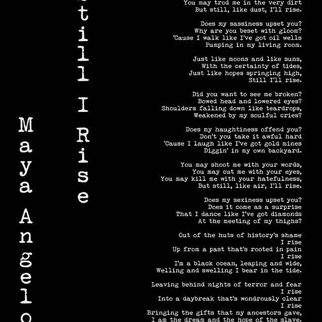 Maya Angelou Still I Rise Print - BookQuoteDecor