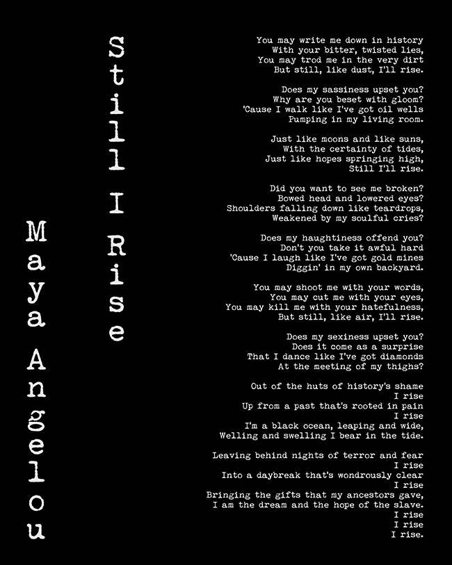Maya Angelou Still I Rise Print - BookQuoteDecor