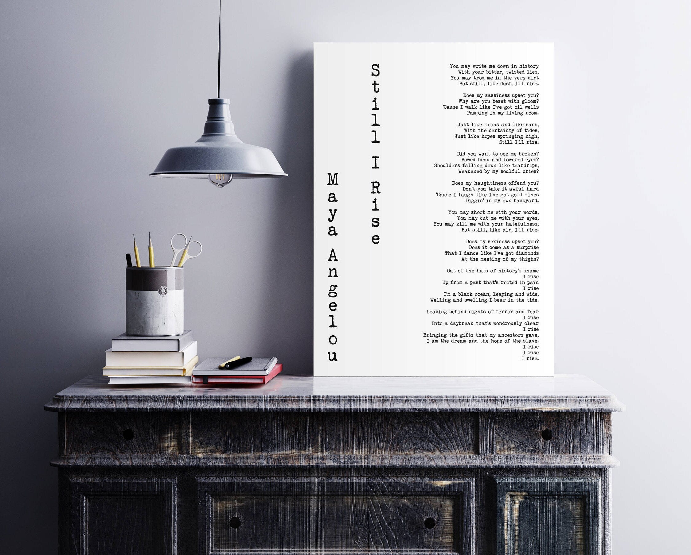 Still I Rise Maya Angelou Art Print, Female Bedroom Feminist Art Maya Angelou Poem Quote