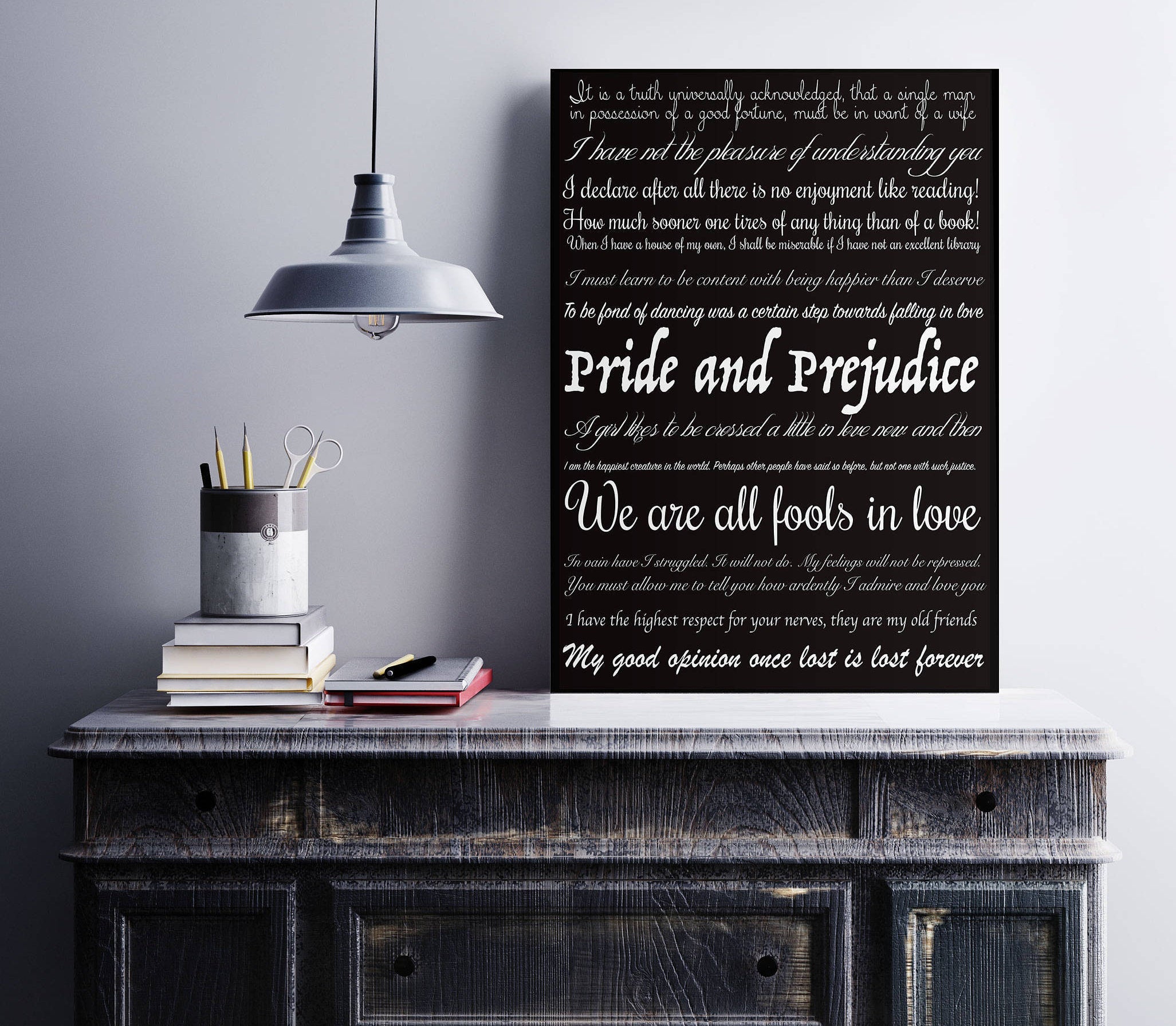 Pride and Prejudice print, Jane Austen print, bedroom decor literary art quotes home decor, book quote wall art, bookworm art print Unframed - BookQuoteDecor