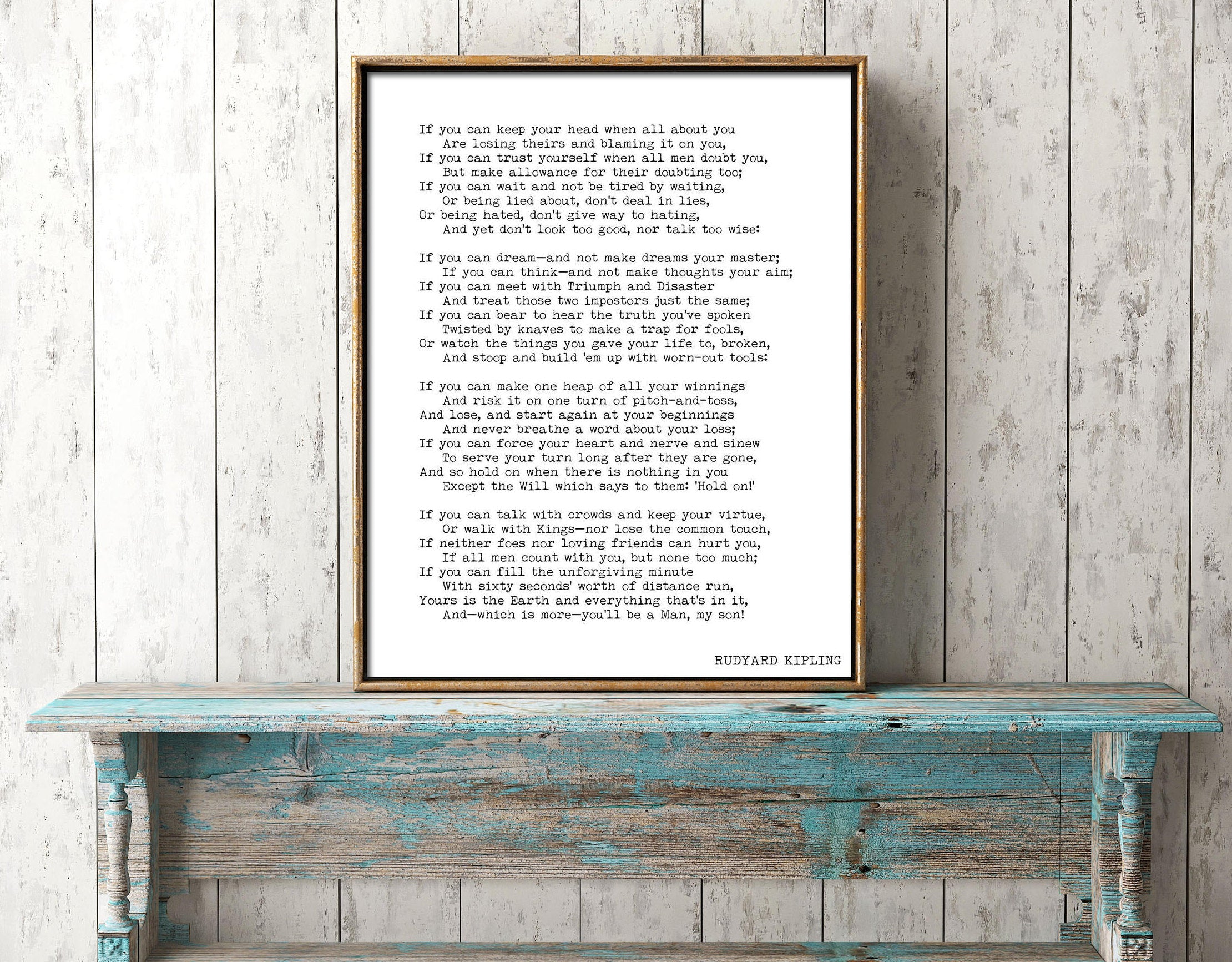 IF Rudyard Kipling Poem, If Poem Art Print in Black and White