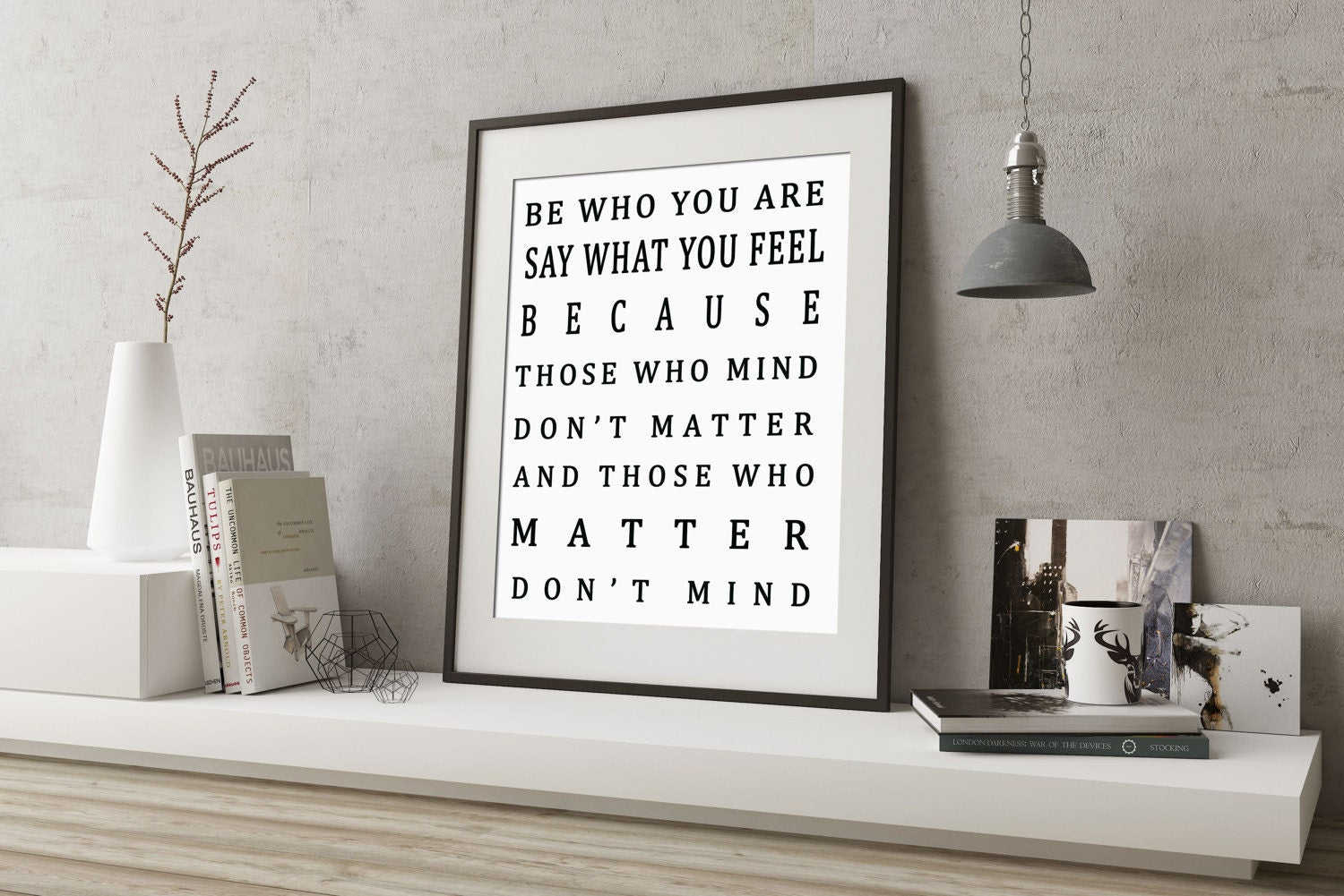 Be Who You Are Positive Life Quote Black and White Art Print for Home Wall Decor