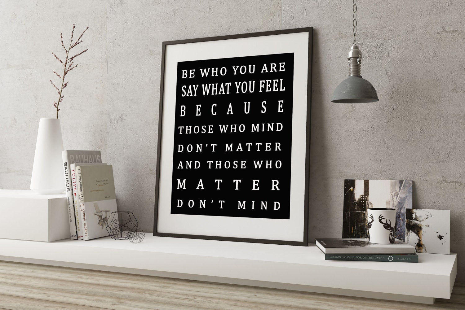 Be Who You Are Positive Life Quote Black and White Art Print for Home Wall Decor