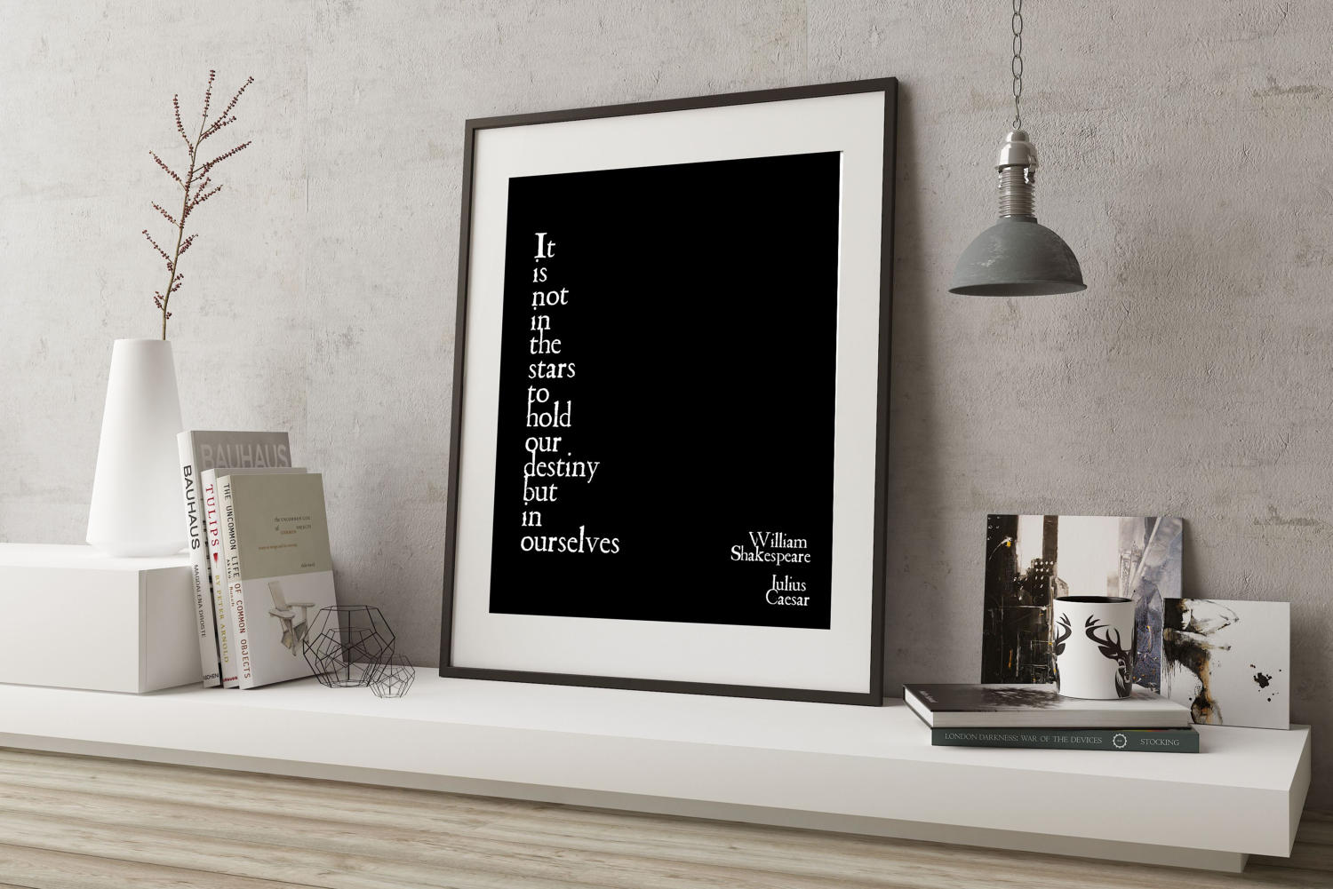 Shakespeare Print, Inspirational Quotes, Bookworm Art Print, William Shakespeare, Destiny Not in the Stars, Julius Caesar, Unframed Print - BookQuoteDecor