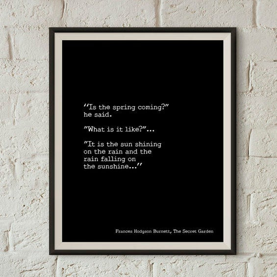 Frances Hodgson Burnett Print The Secret Garden - BookQuoteDecor
