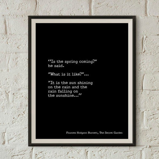 Frances Hodgson Burnett Print The Secret Garden - BookQuoteDecor