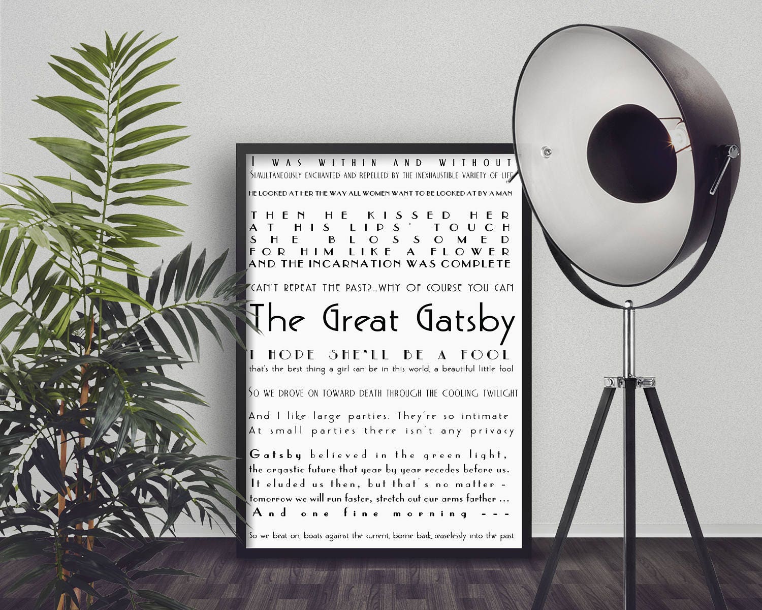 The Great Gatsby Quote Print, Literary Art Poster