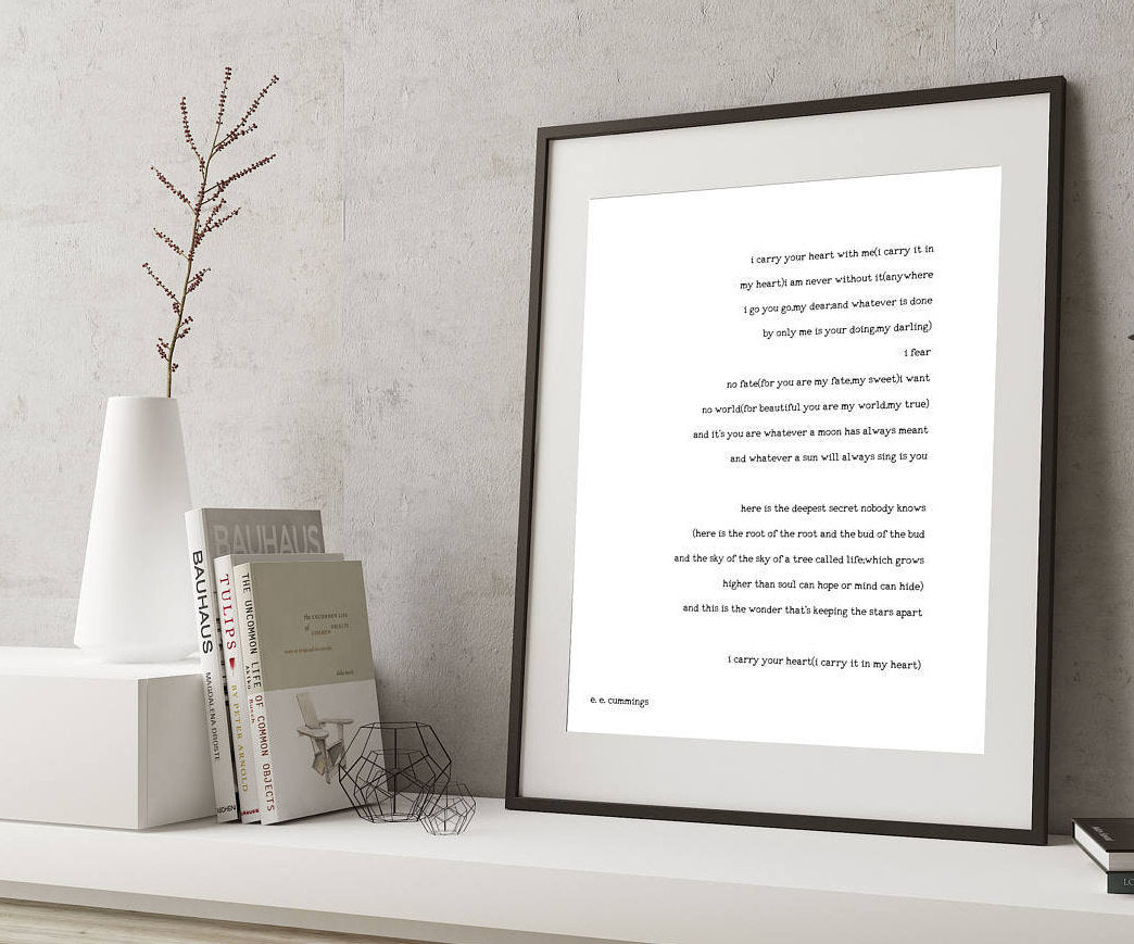 i carry your heart, poem by E E Cummings print