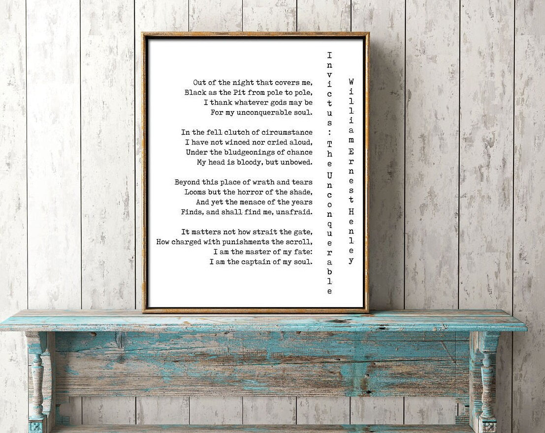 Invictus Print, I am the Master of my Fate Motivational Poster Inspiring Print