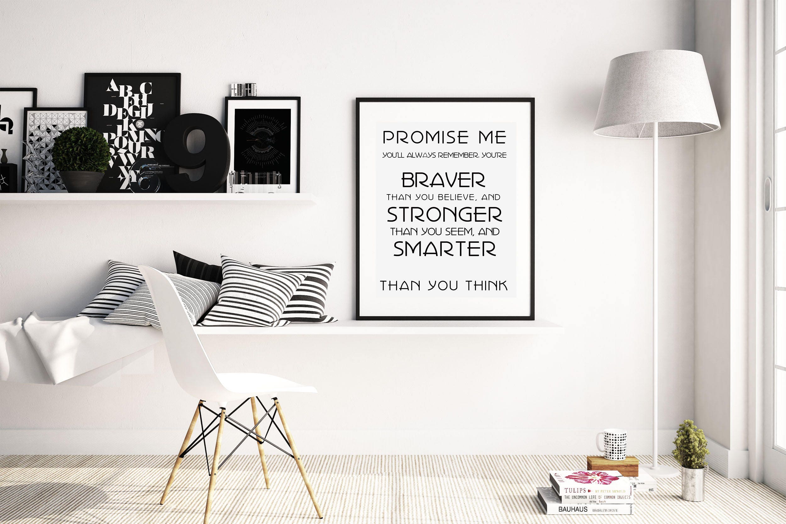 Promise Me Braver Stronger Smarter Winnie The Pooh Art Print, AA Milne Quote Unframed Inspirational Poster