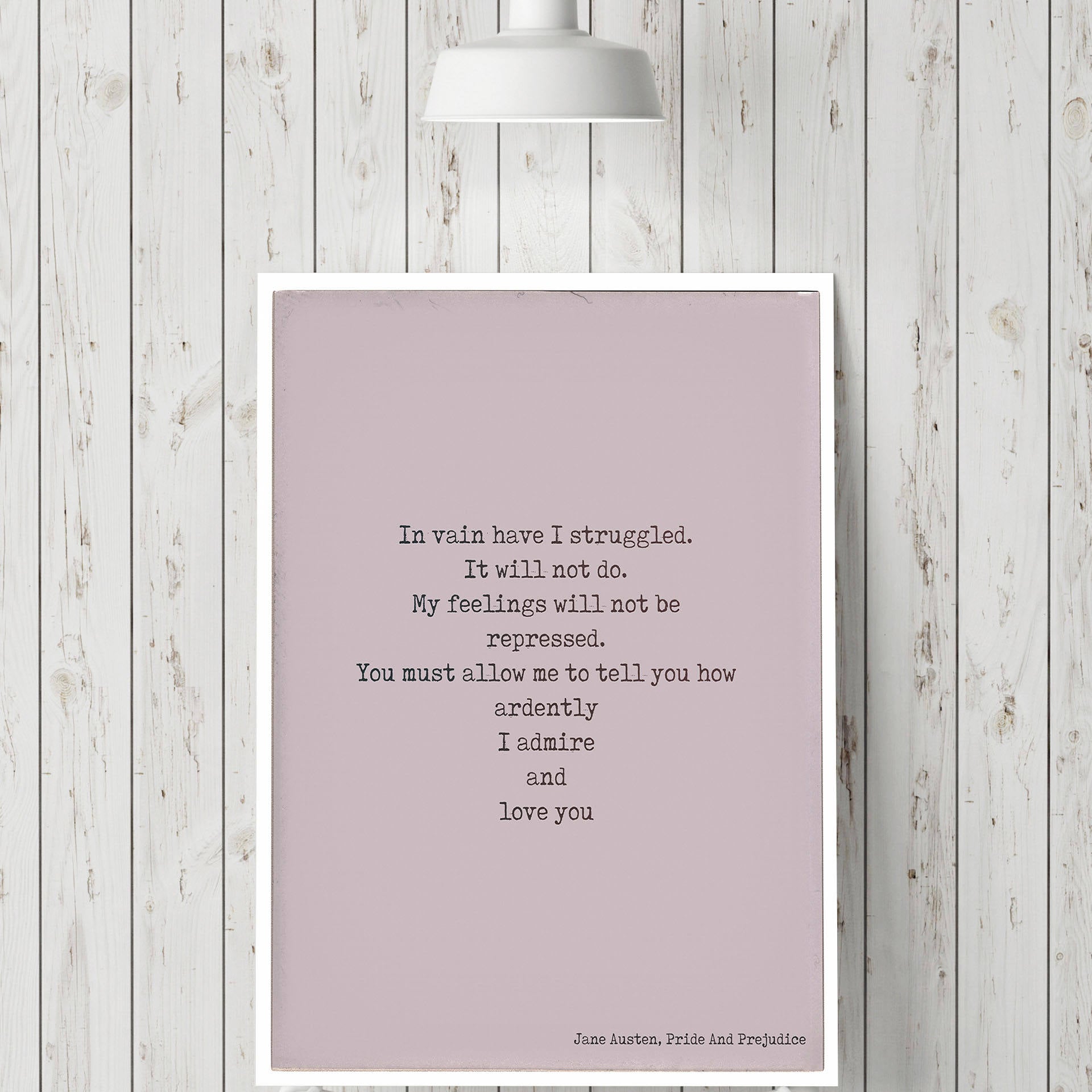 Pride and Prejudice Print, Love Quote, Jane Austen Quote Art, In vain I have struggled Book Quote Print, Jane Austen Wall Art Unframed - BookQuoteDecor