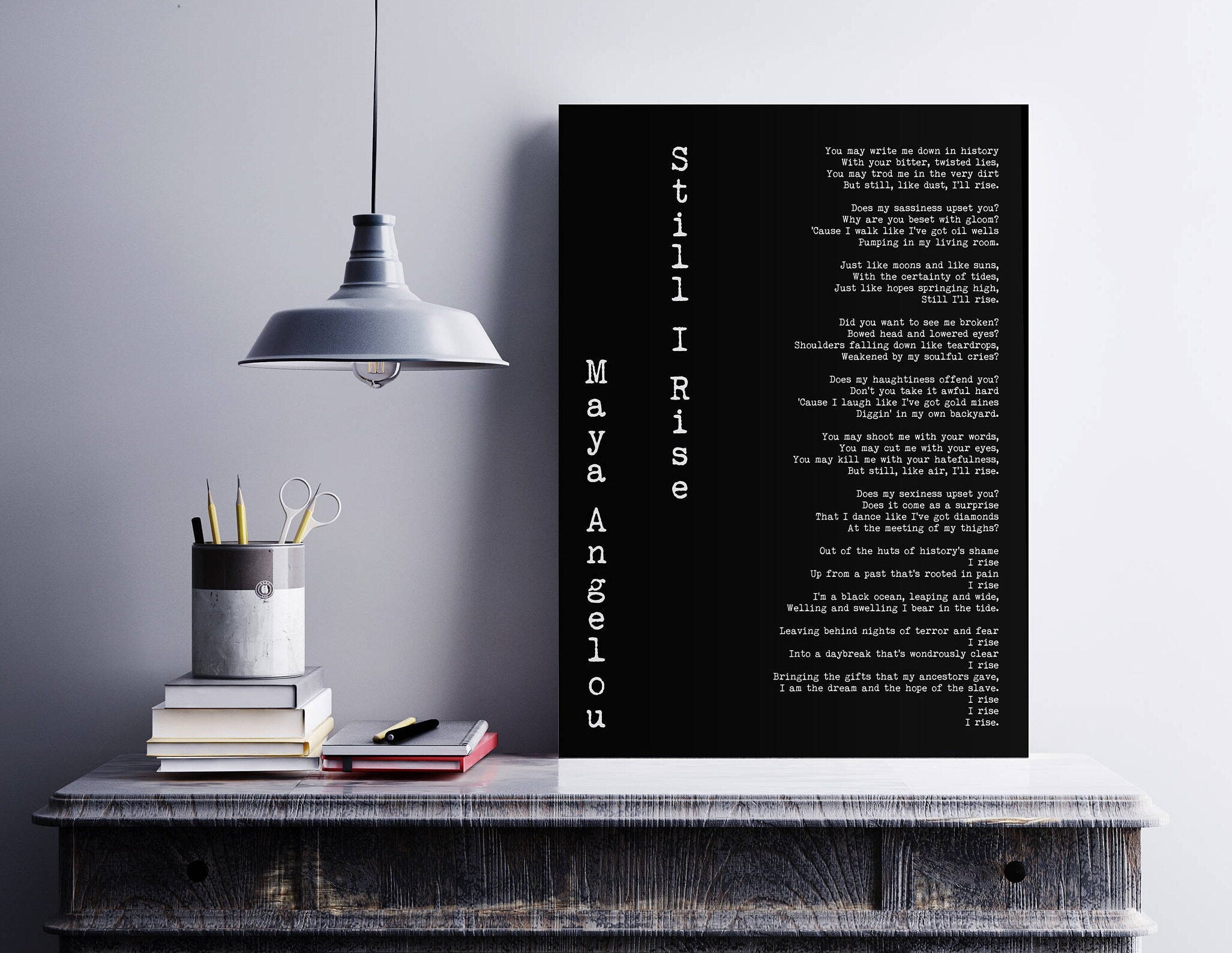 Still I Rise Maya Angelou Art Print, Female Bedroom Feminist Art Maya Angelou Poem Quote, Poetry Wall Art, Unframed and Framed Art