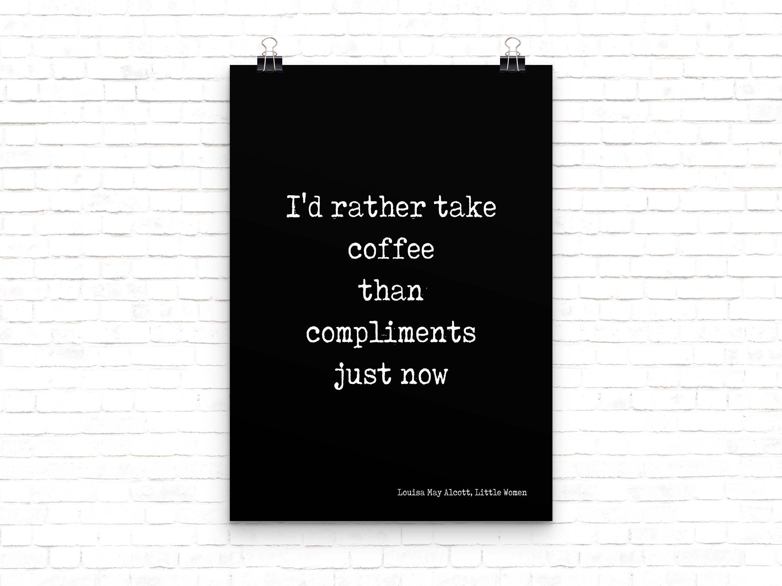 Little Women COFFEE Quote Wall Art Print, Coffee Decor for Kitchen LM Alcott Print