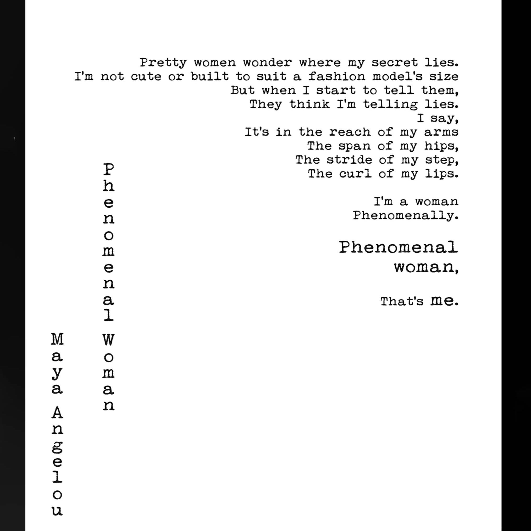 Feminist Power Printable Wall Art, Maya Angelou Phenomenal Woman Maya Angelou Quote