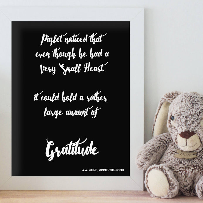 Pooh Quote nursery decor, Gratitude playroom decor or nursery wall art