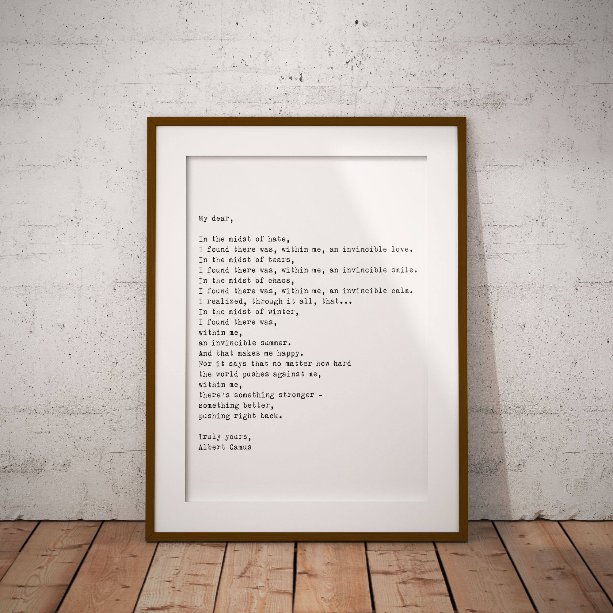 Albert Camus Invincible Summer Print - BookQuoteDecor