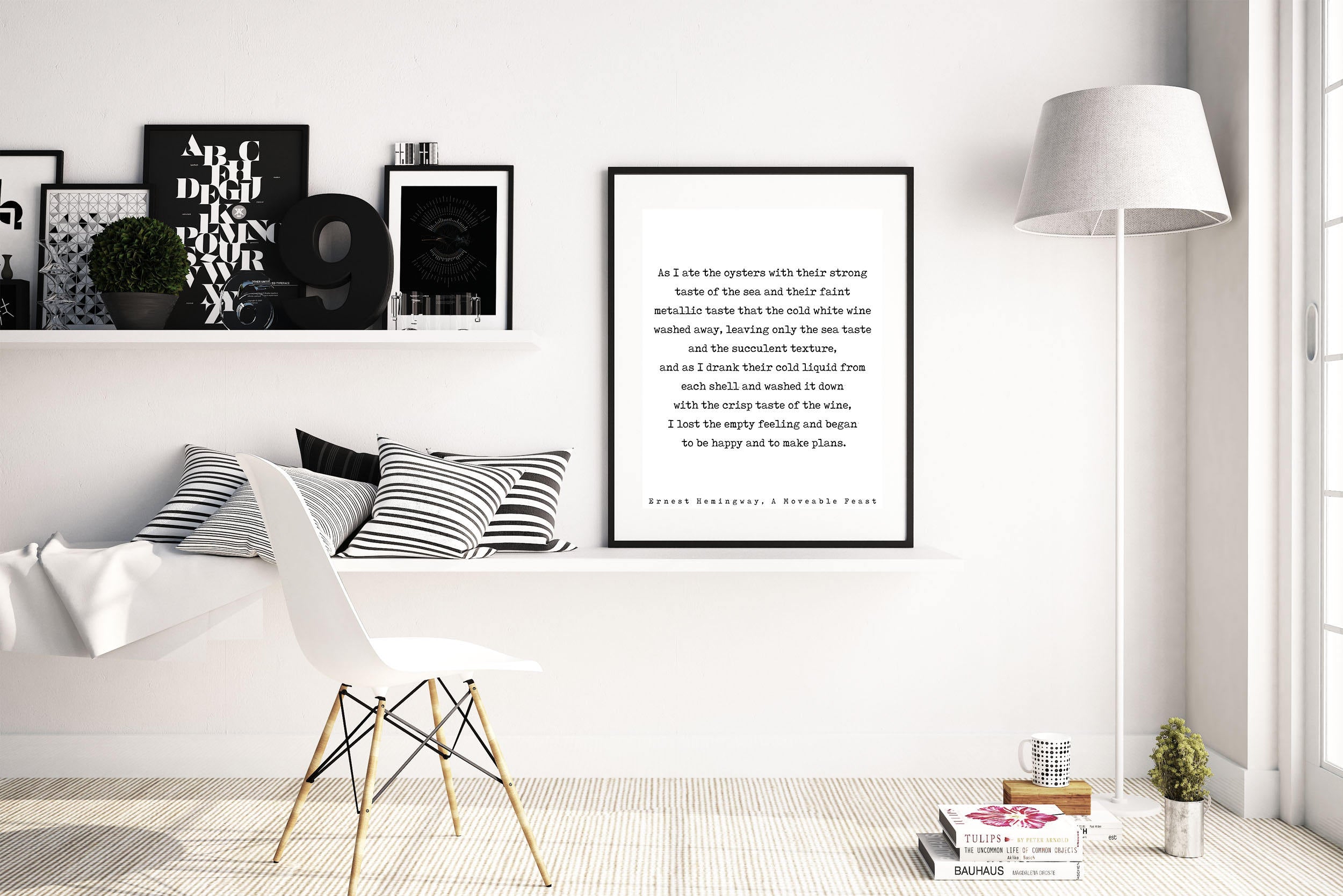 Ernest Hemingway Quote Print, Wine Quotes Poster Print in Black & White from A Moveable Feast Book