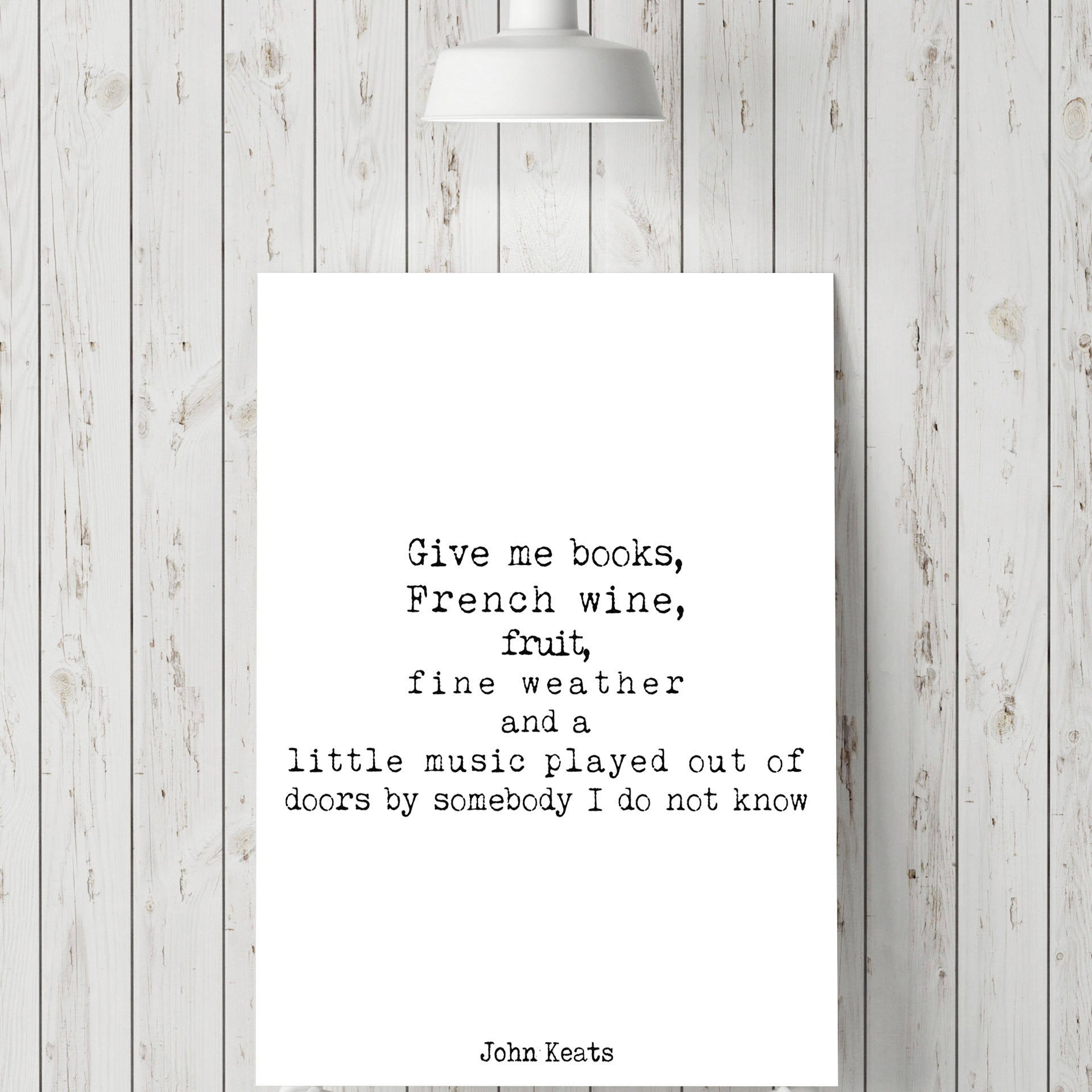 John Keats Quote Print - BookQuoteDecor