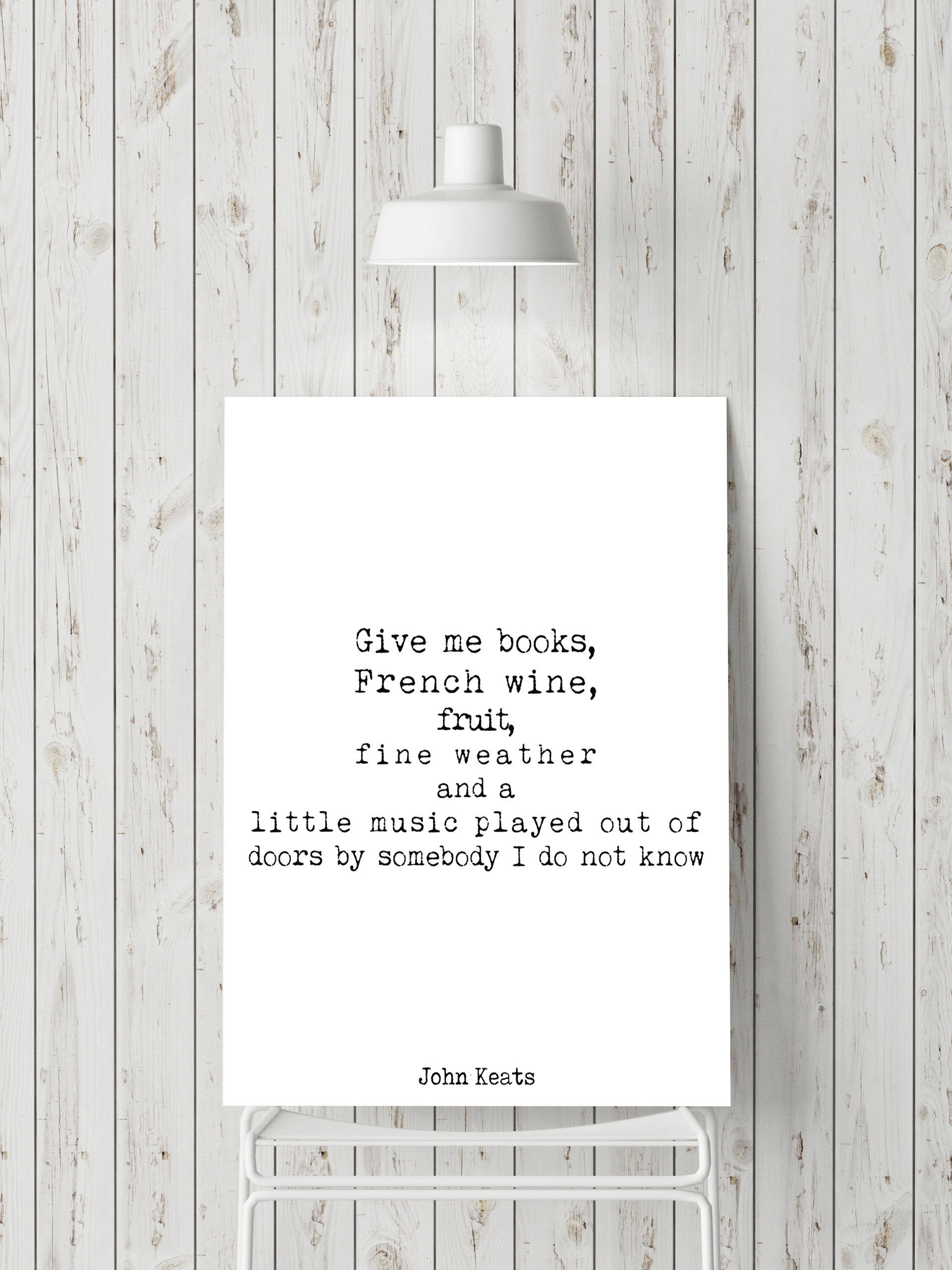 John Keats Quote Print - BookQuoteDecor