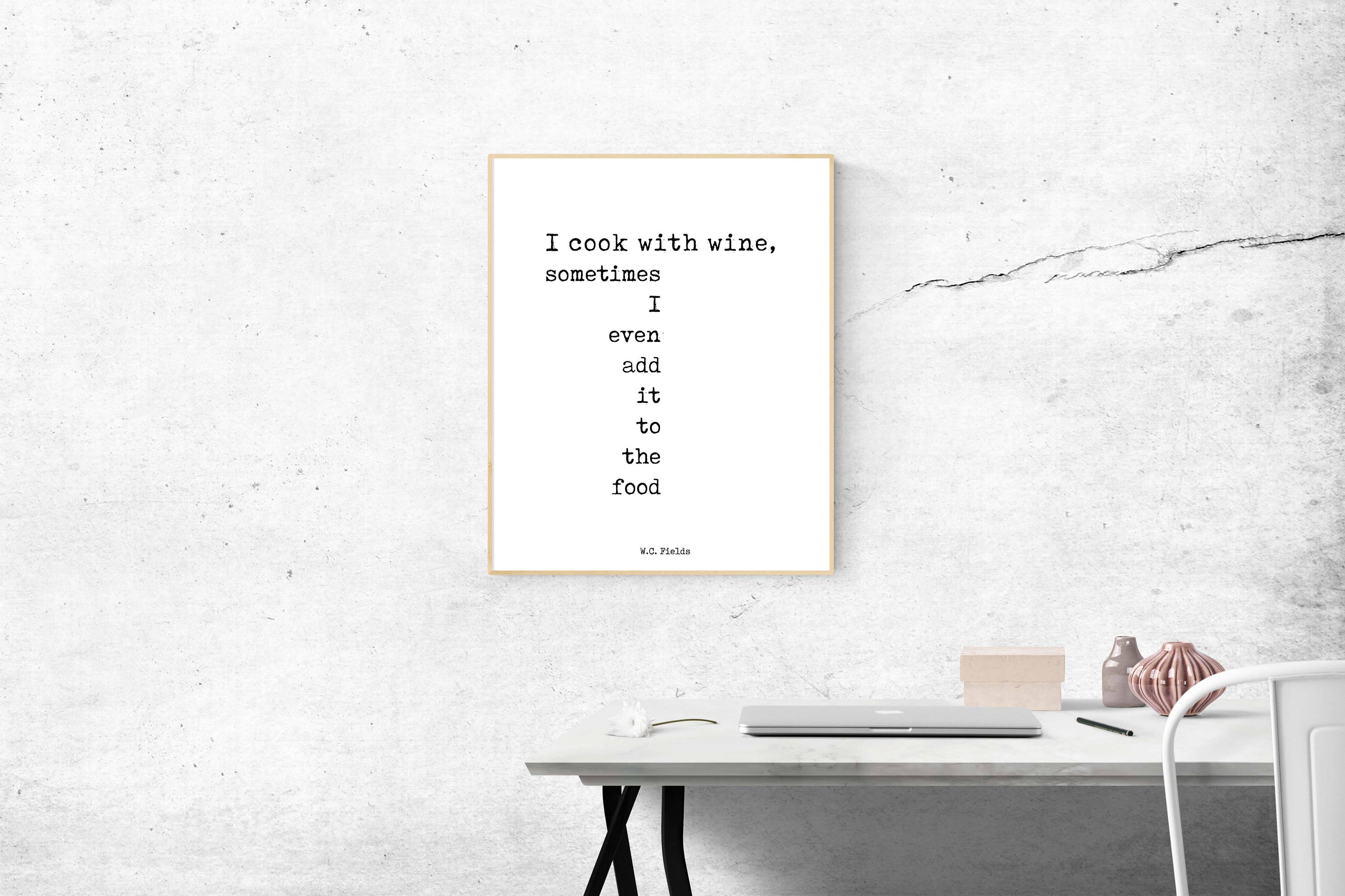 Cooking Print - WC Fields quote print about wine, quotes poster in black and white