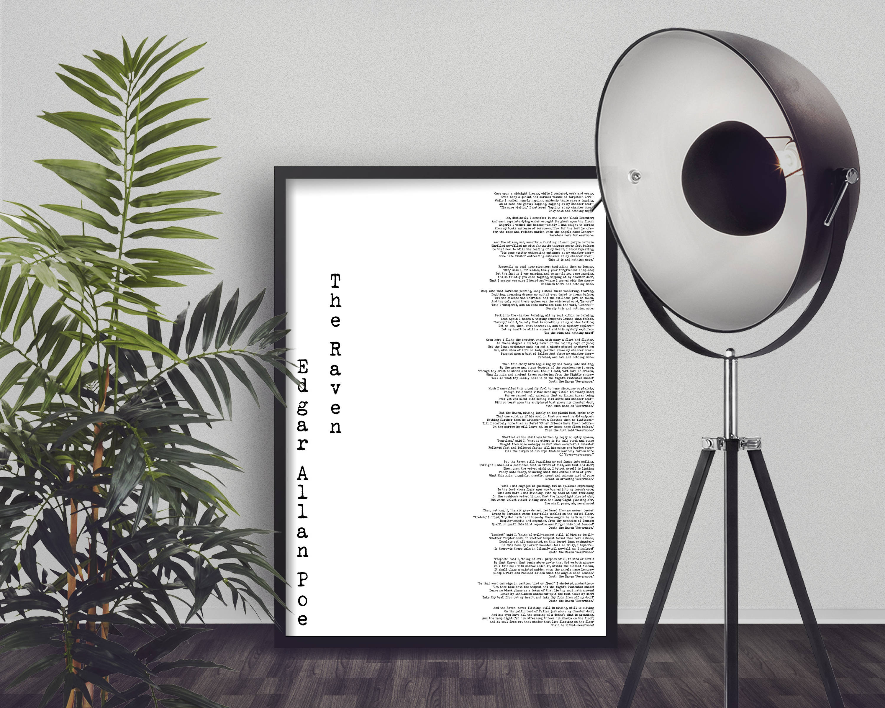 Raven poem art, edgar poe art print, poetry quote art, dorm room decor, the raven poem print, edgar allan poe wall art decor, Unframed - BookQuoteDecor