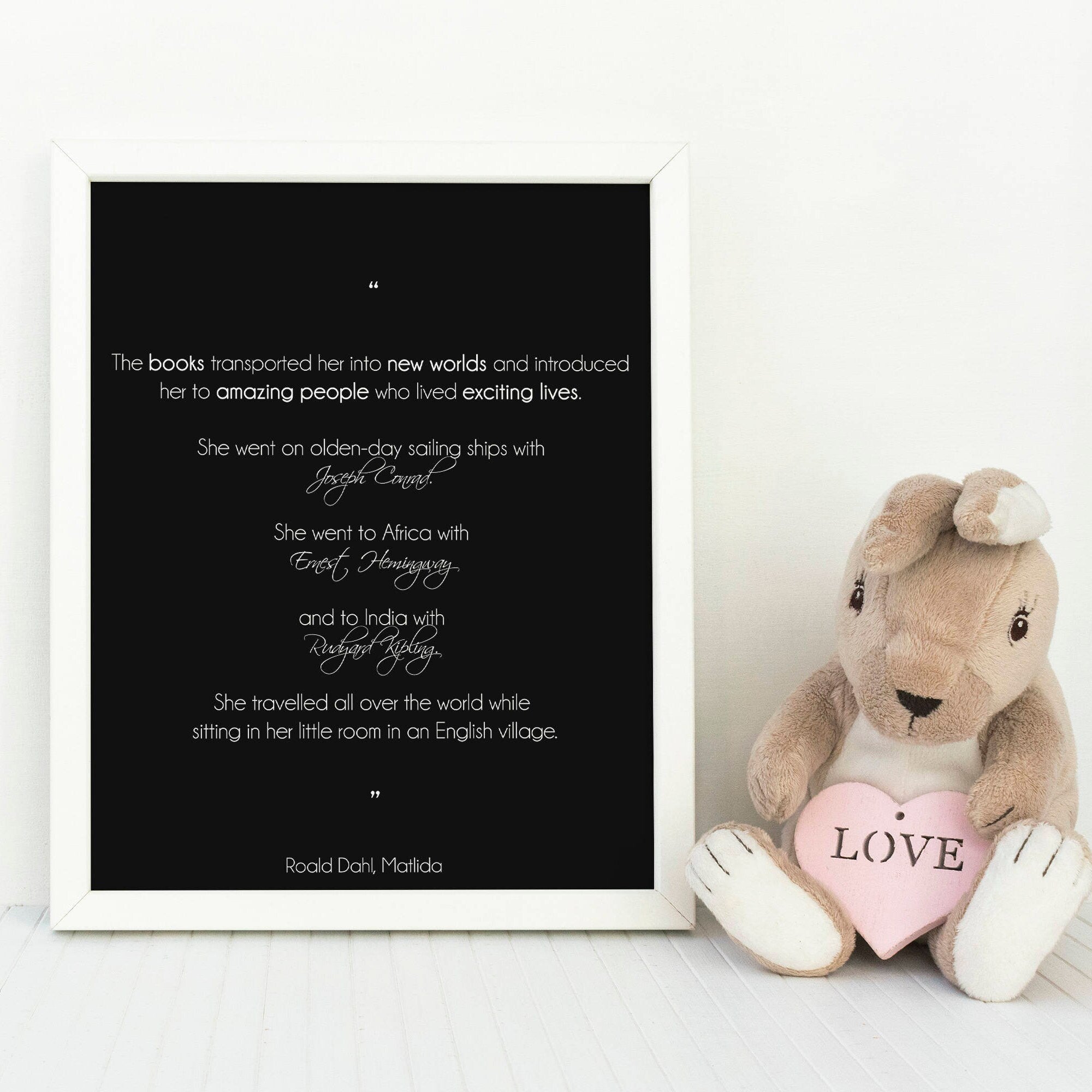 Roald Dahl Matilda Books Transported Her Quote Literary Art Poster, Book Quote Art