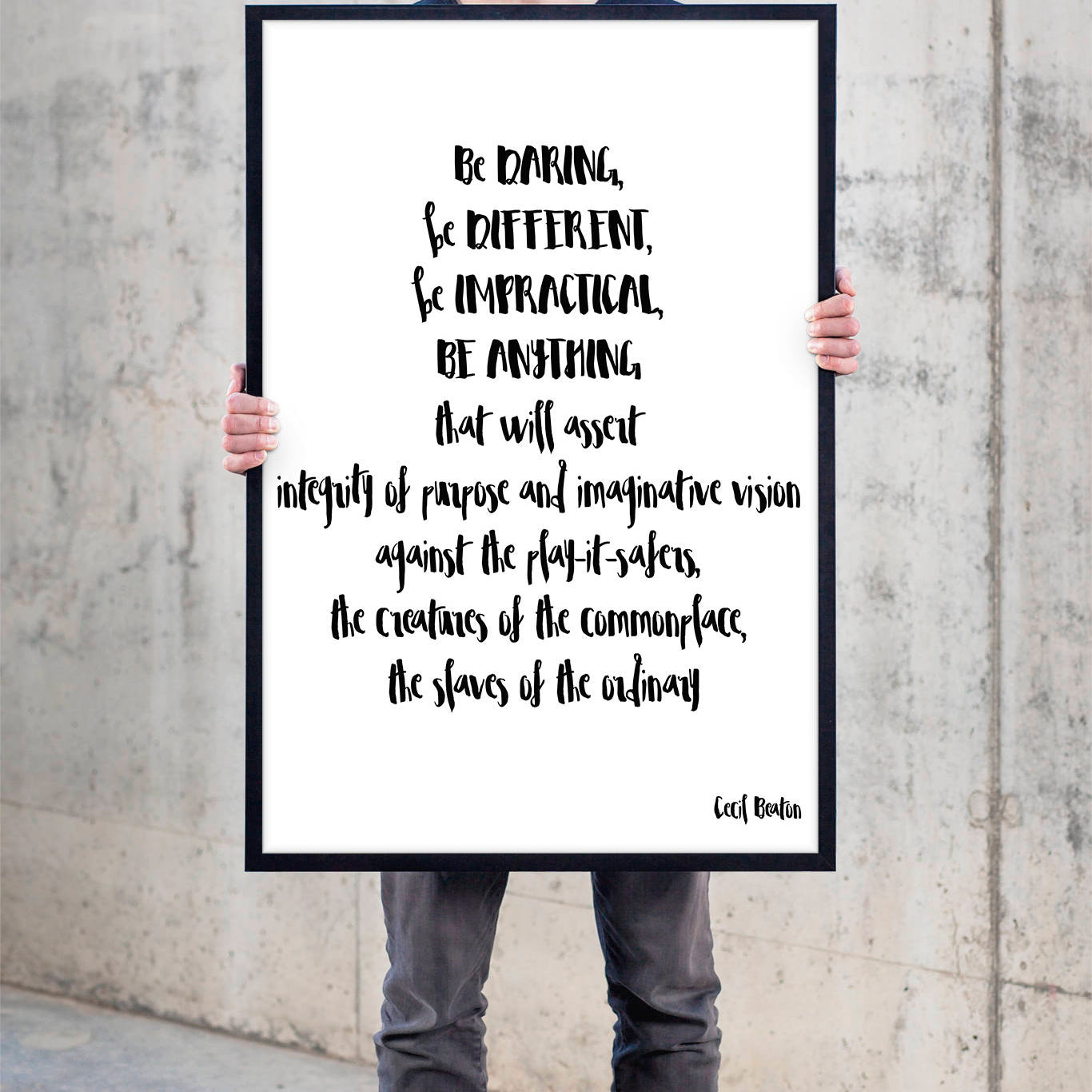 Framed Art Be daring Be Different Quote, Cecil Beaton Quote Print