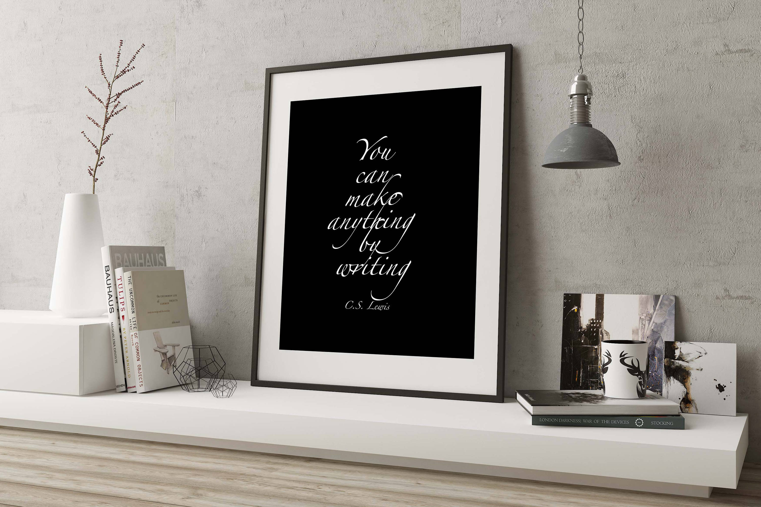 CS Lewis Quote Print, You Can Make Anything By Writing Library Decor Print Writing Quote Unframed - BookQuoteDecor
