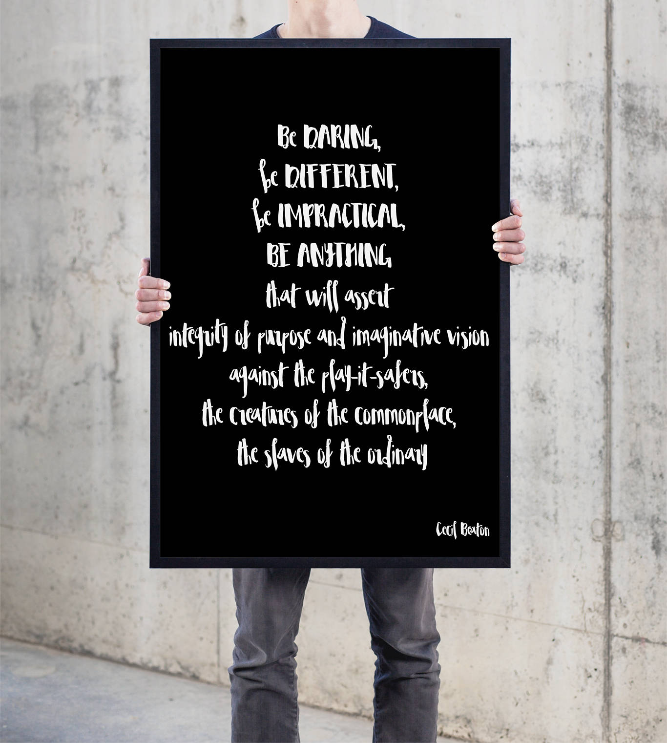 Framed Art Be daring Be Different Quote, Cecil Beaton Quote Print