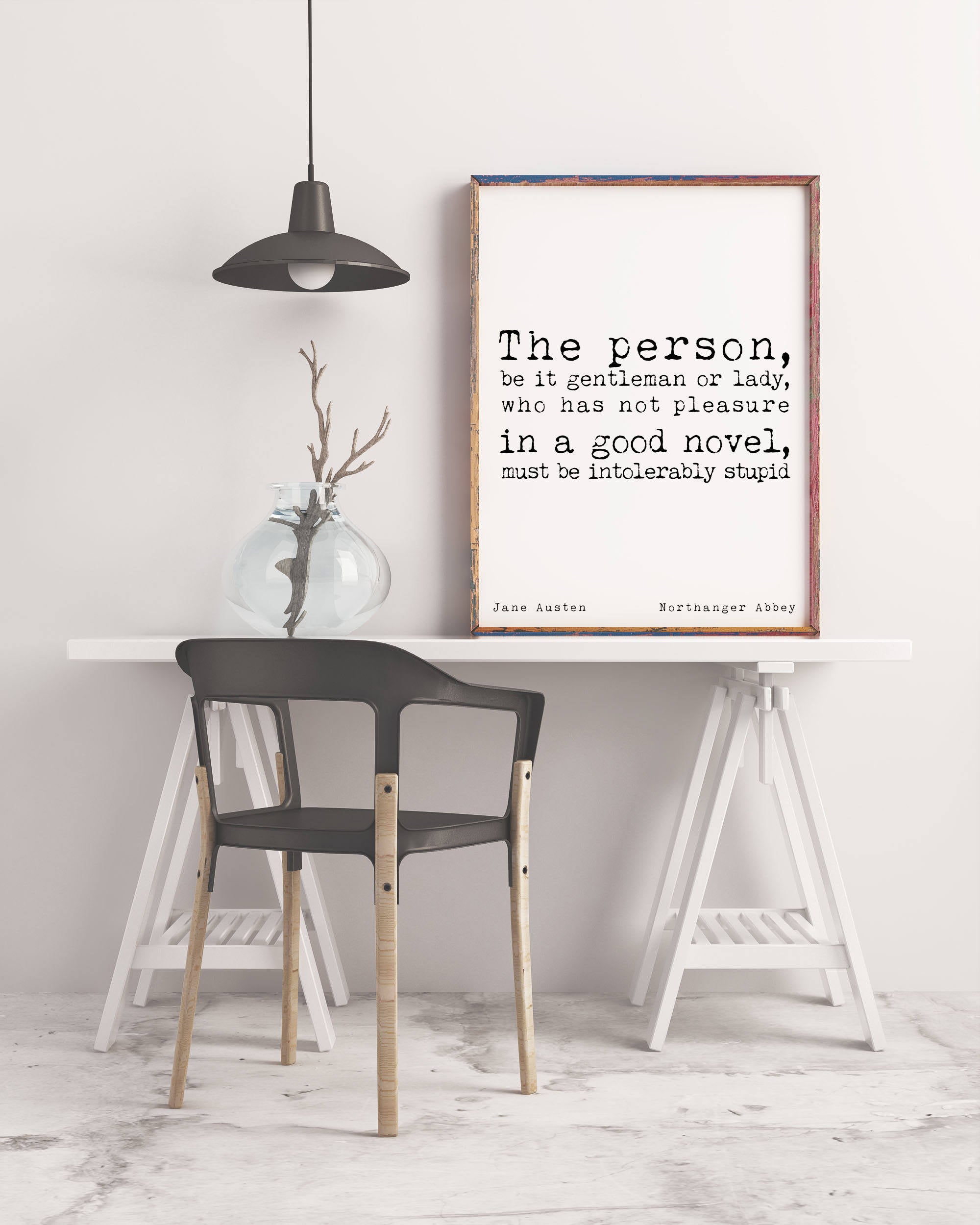 Jane Austen Art Print Pleasure in a Good Novel - BookQuoteDecor