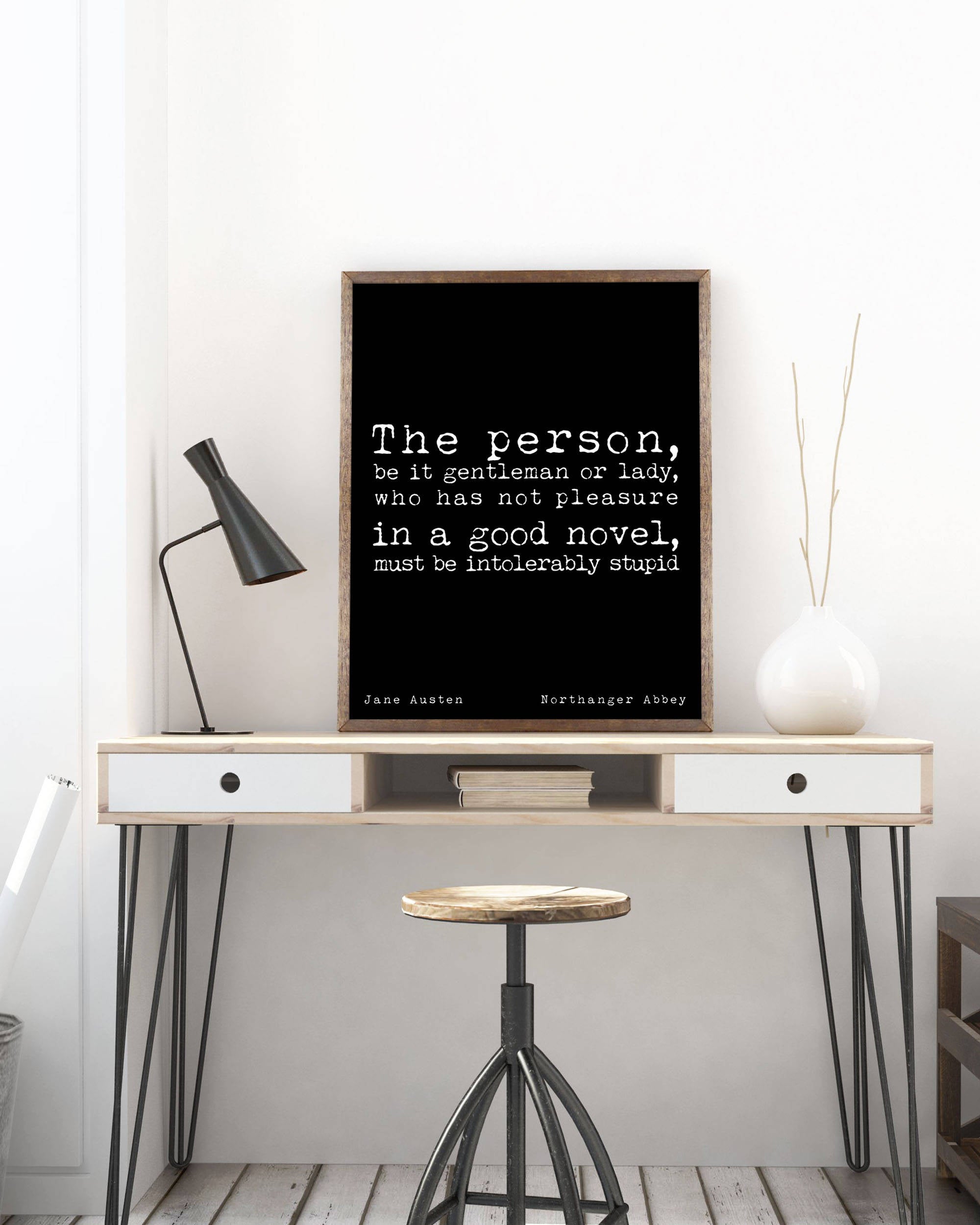 Jane Austen Art Print Pleasure in a Good Novel - BookQuoteDecor