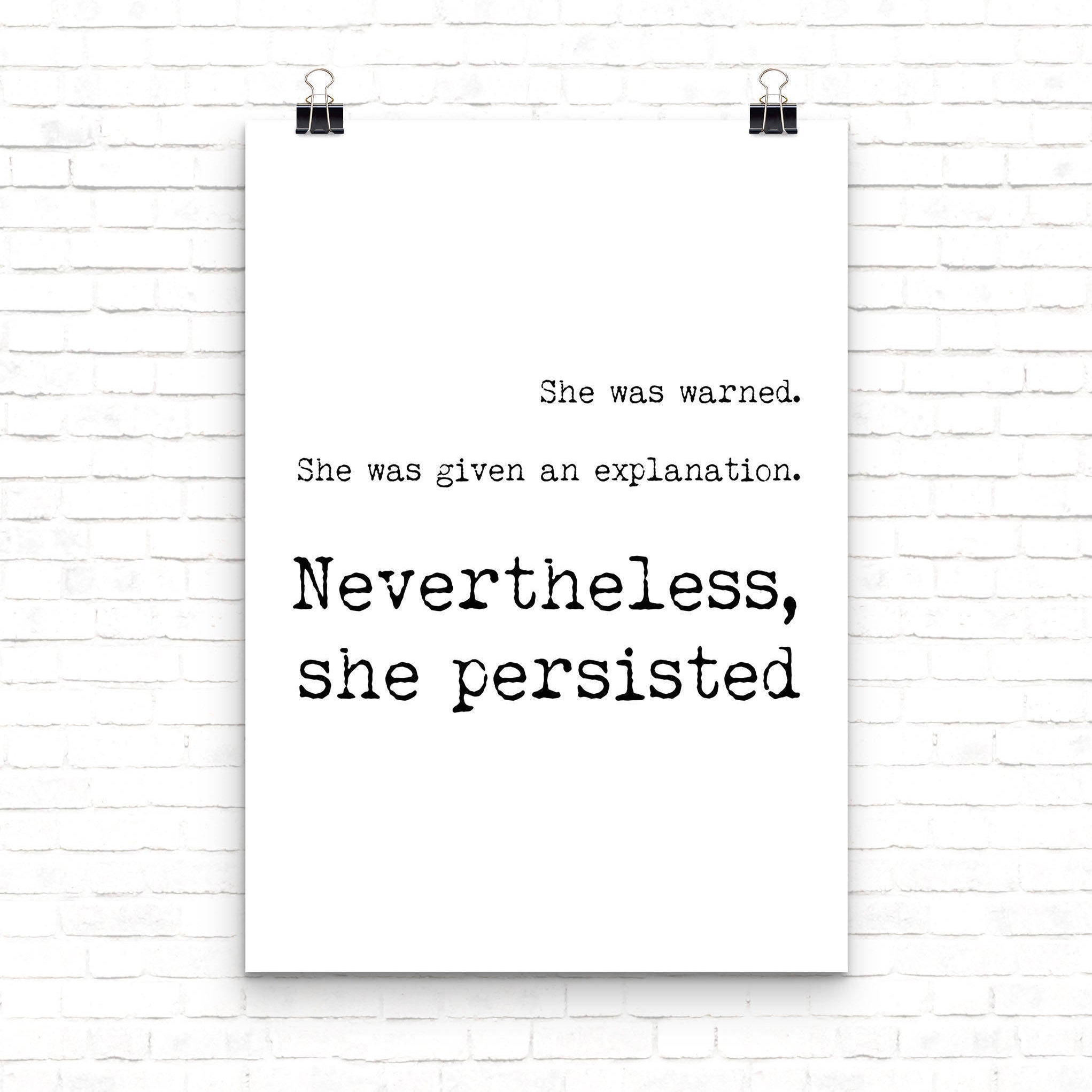 Nevertheless She Persisted Print Elizabeth Warren - BookQuoteDecor