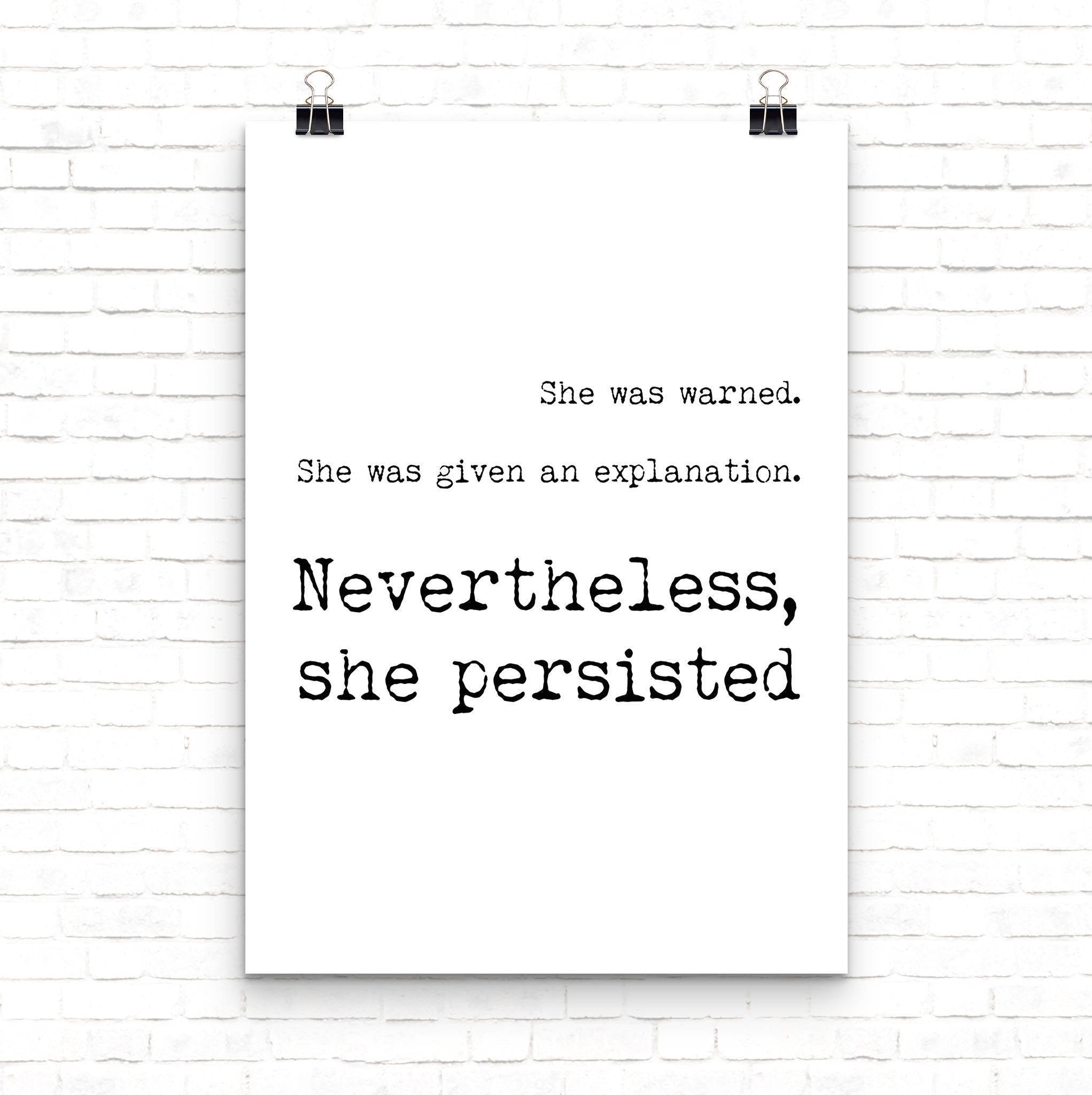 Nevertheless She Persisted Print Elizabeth Warren - BookQuoteDecor