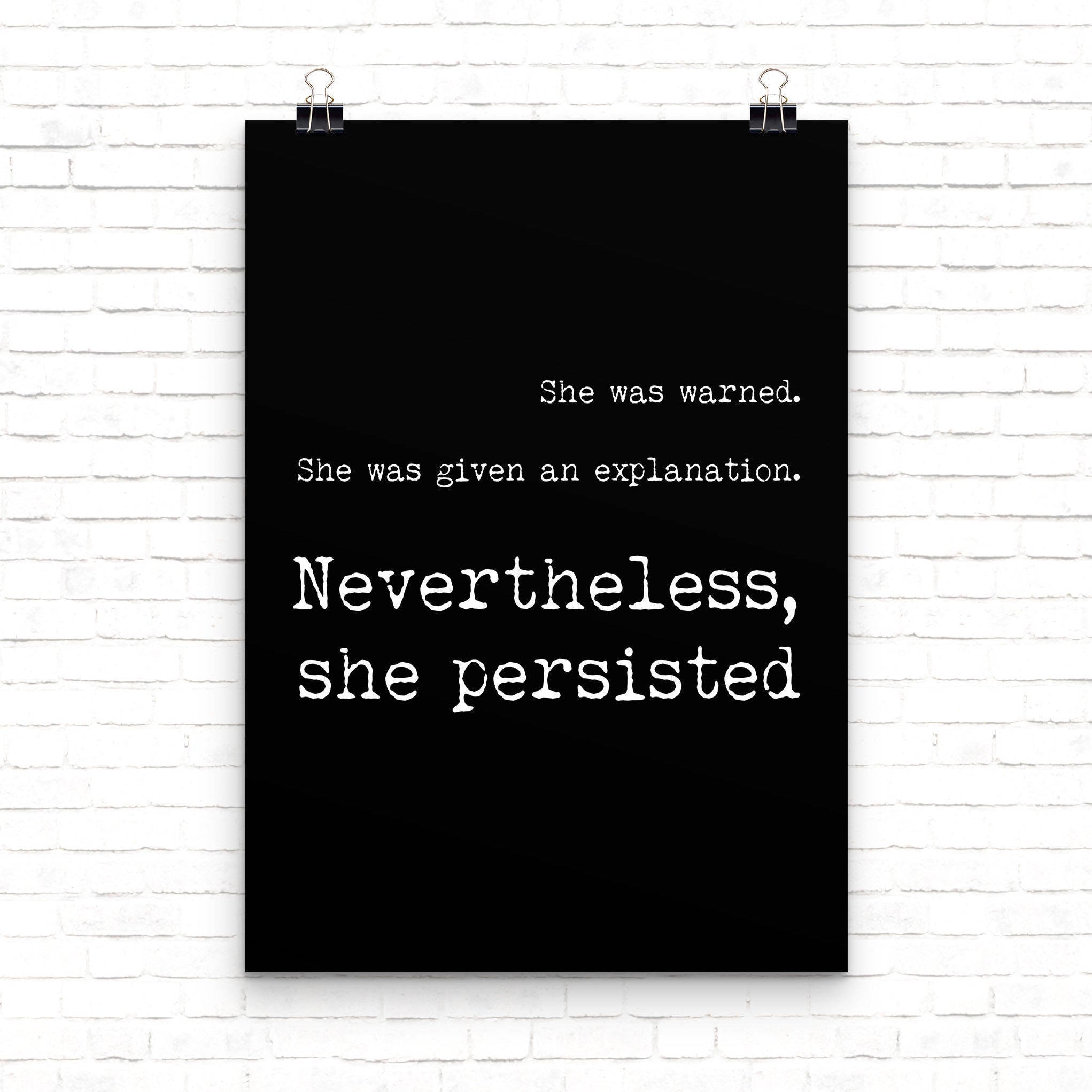 Nevertheless She Persisted Print Elizabeth Warren - BookQuoteDecor